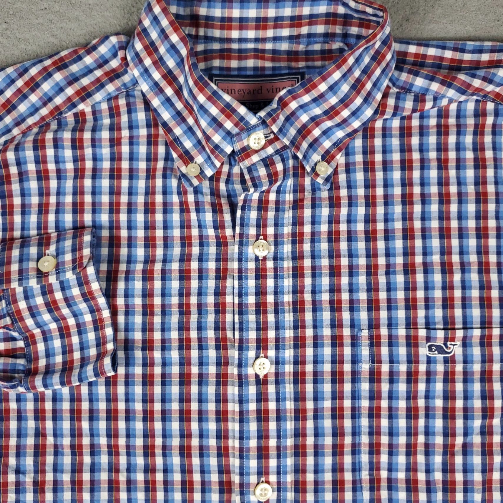 Vineyard Vines Vineyard Vines Shirt Mens Large Red Blue Plaid Slim Fit Button Up Long Sleeve Size US L / EU 52-54 / 3 - 2 Thumbnail