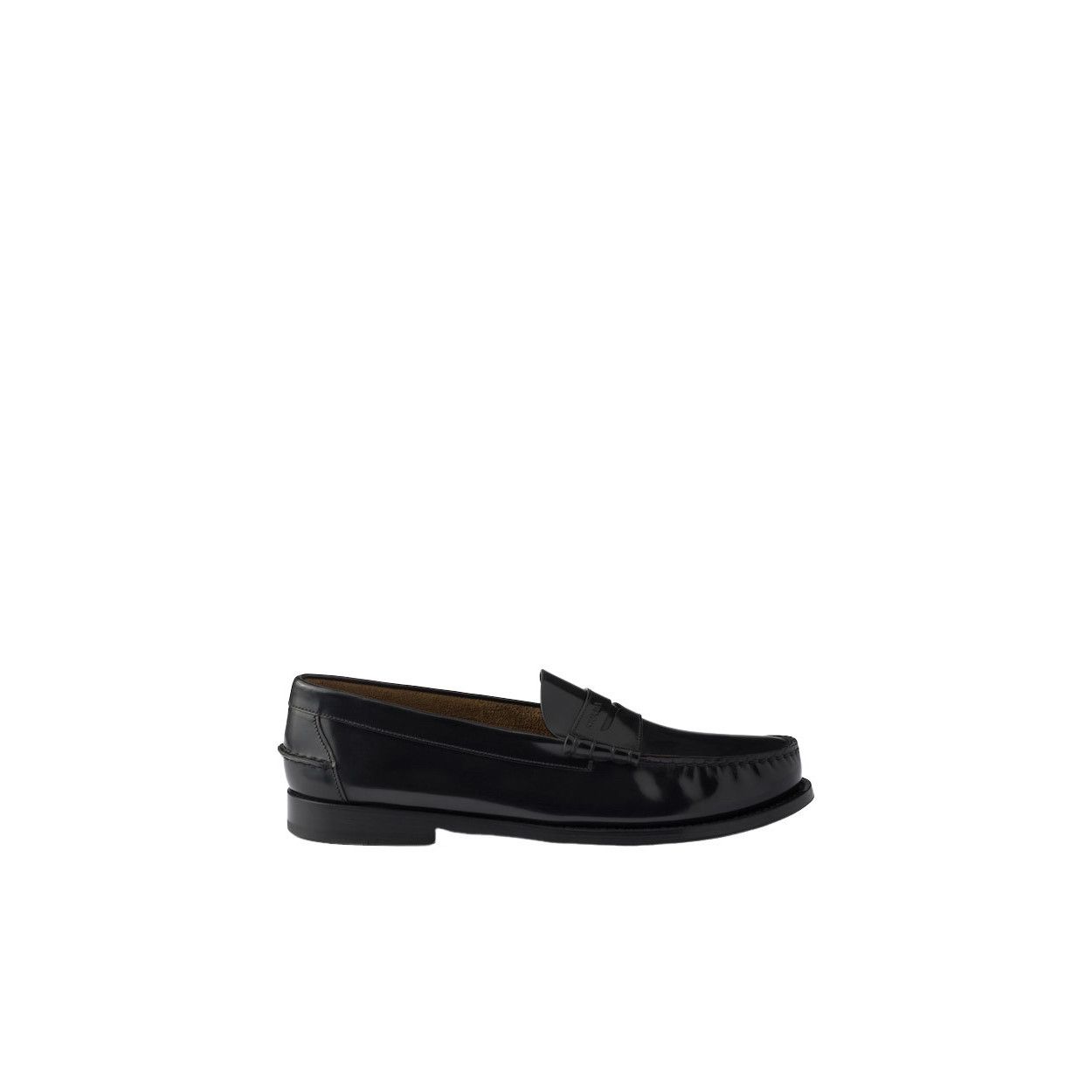 Prada PRADA $1250 Black Brushed Leather Loafers New & Authentic (M Size US 11 / EU 44 - 2 Thumbnail