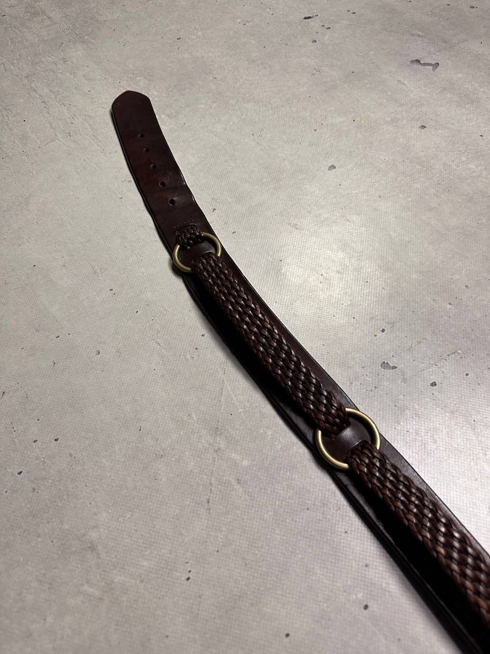 Ralph Lauren Ralph Lauren Brown Leather Belt Braided Detail Brass Buckle Size ONE SIZE - 7 Thumbnail