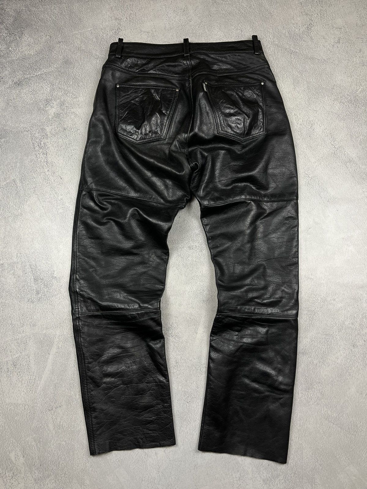 Leather Vintage Echtes Leder 90`s Distressed y2k leather pants Size US 35 - 2 Thumbnail