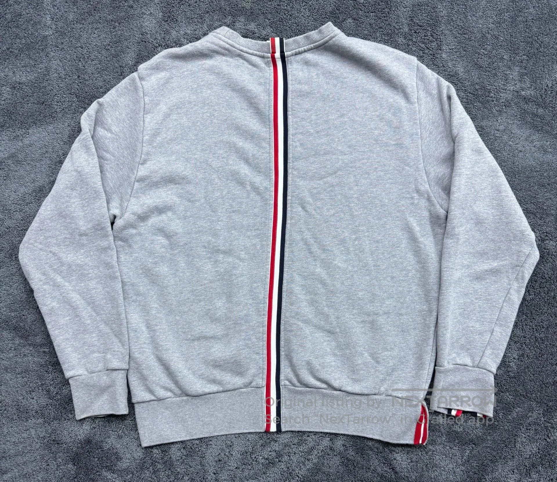 Thom Browne TB Authentic Light Gray Color Stripe Sweatshirt Size 3. Size US XL / EU 56 / 4 - 2 Thumbnail