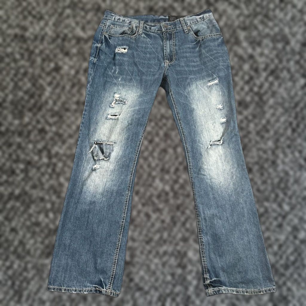 Denime TK Axel Jeans Men 34x32 Distressed Straight Fit Denim Pants Blue 5-Pocket Regular Rise 35in Waist Vintage? No (Preowned) Mens Size US 35 - 1 Thumbnail