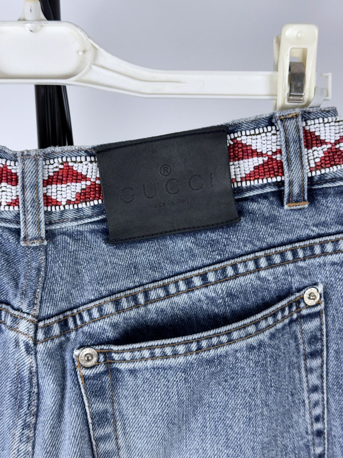 Gucci S/S 1999 Distressed Aztec Beaded Denim Jeans Size US 28 / EU 44 - 9 Thumbnail