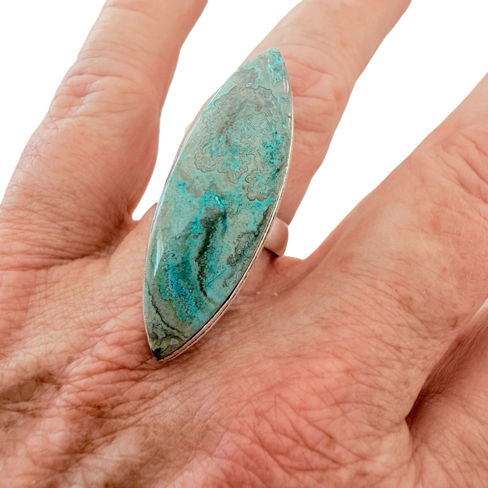 Other Mexican Laguna Blue Stone Ring 925 Silver Plated Size ONE SIZE - 2 Thumbnail