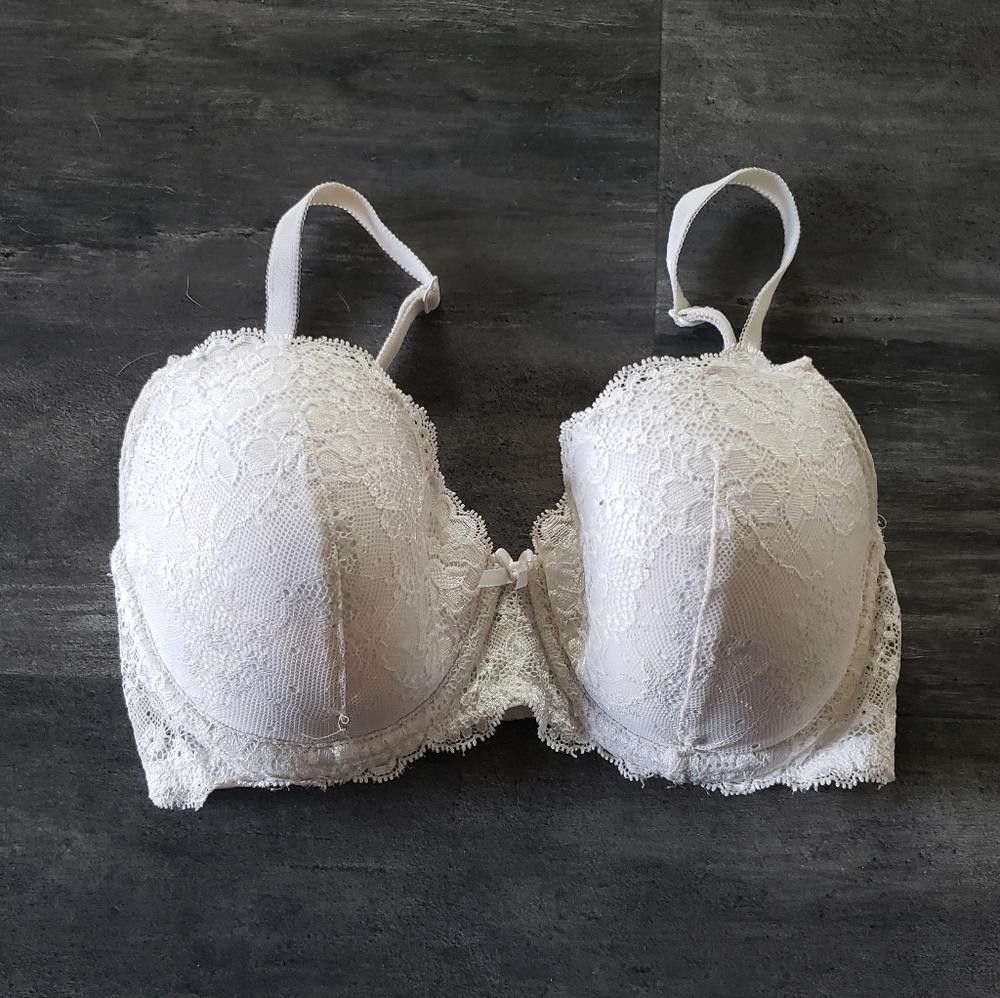Designer White Classic Laced VS Demi Bustier Bra Size ONE SIZE - 1 Thumbnail