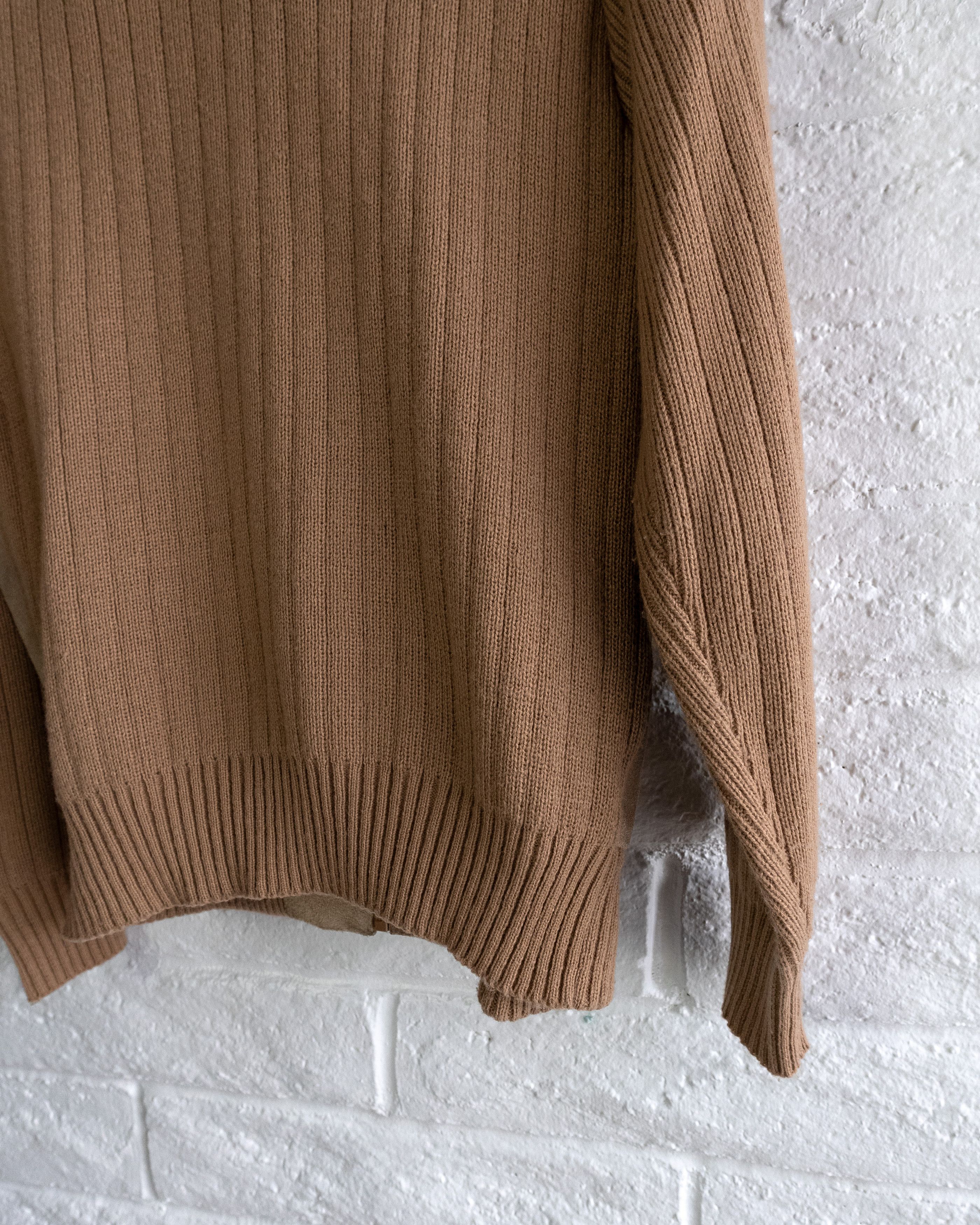 Vintage Vintage 1980s Cowhide Suede Sweater Jacket Tan Knit Hippie Size US L / EU 52-54 / 3 - 10 Thumbnail