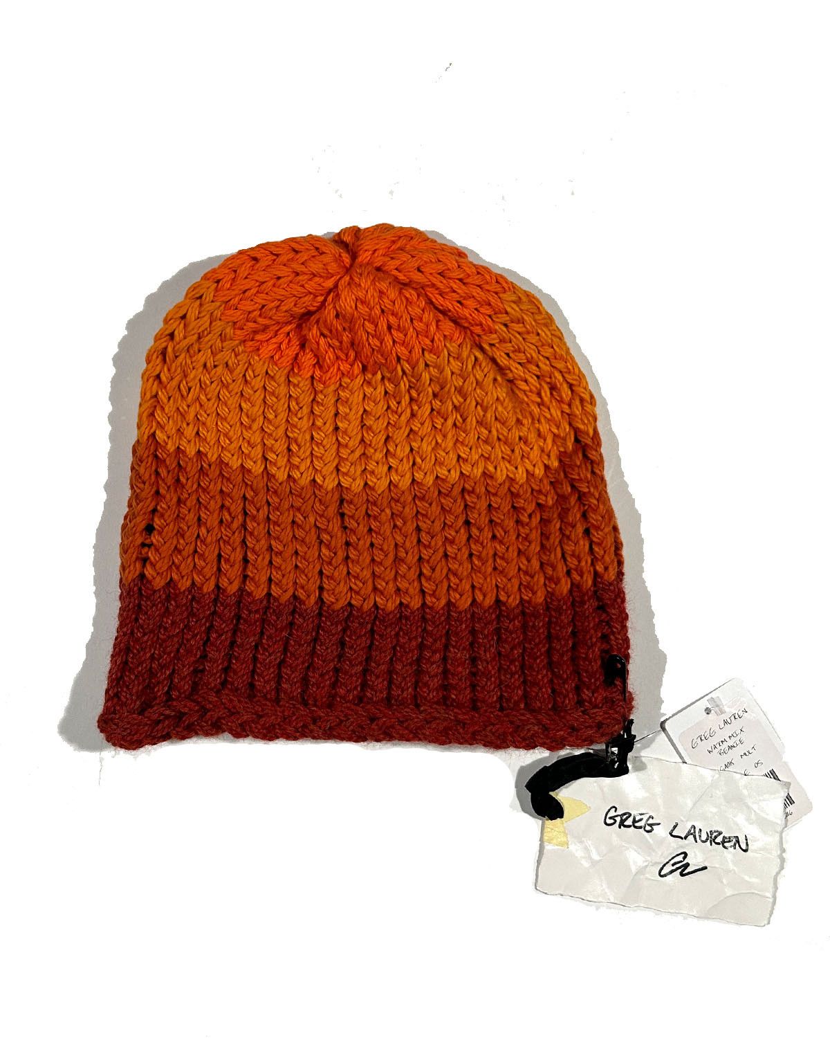 Greg Lauren GREG LAUREN ORANGE KNITTED BEANIE HAT Size ONE SIZE - 5 Thumbnail