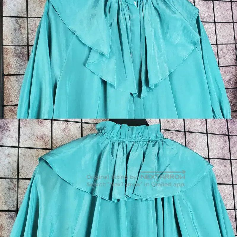 Lanvin Lanvin Teal Cotton Blend Summer Blouse . Size M / US 6-8 / IT 42-44 - 5 Thumbnail