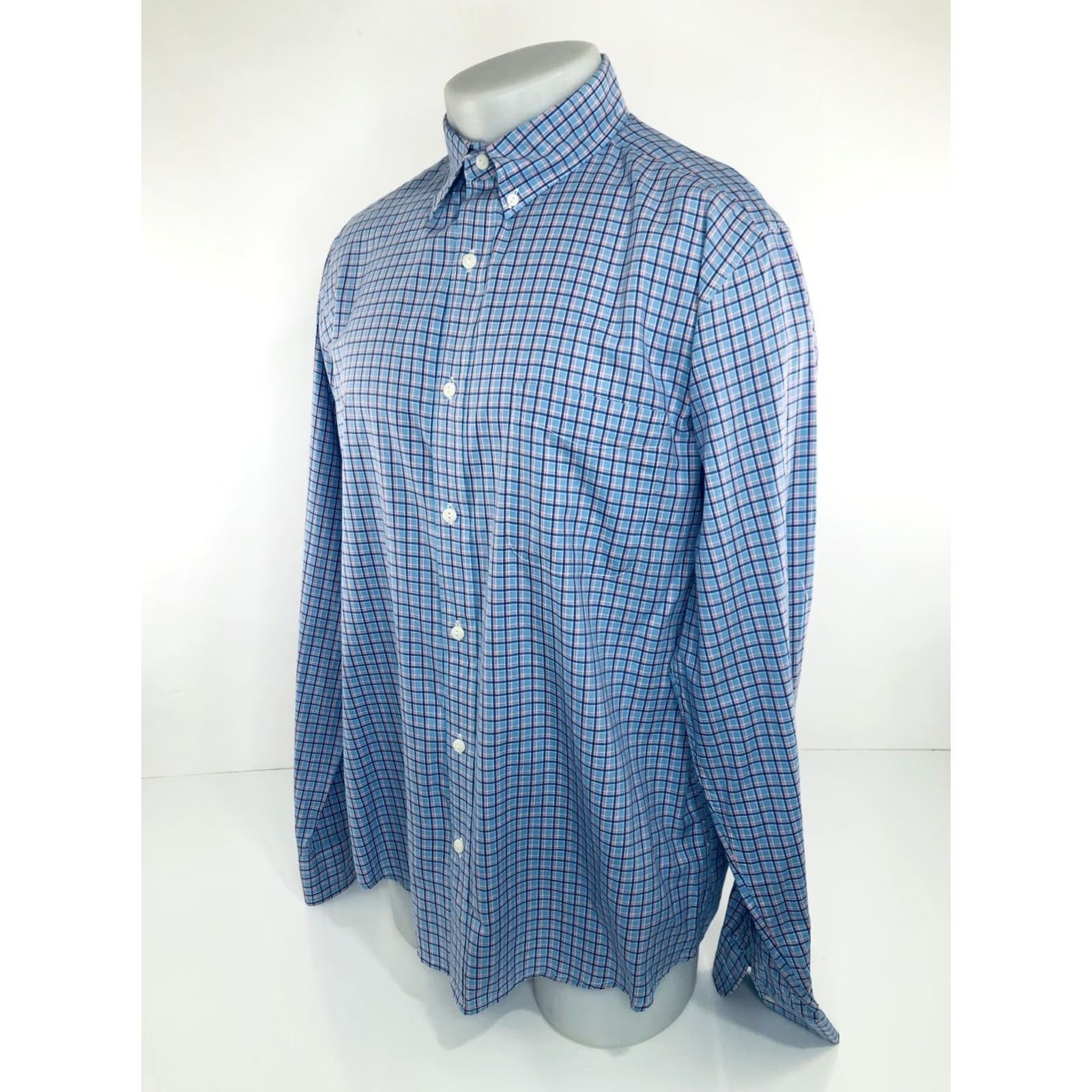 Faherty Faherty Plaid LightWeight Mens L Shirt Long Sleeve Pink Purple Blue Size US L / EU 52-54 / 3 - 3 Thumbnail