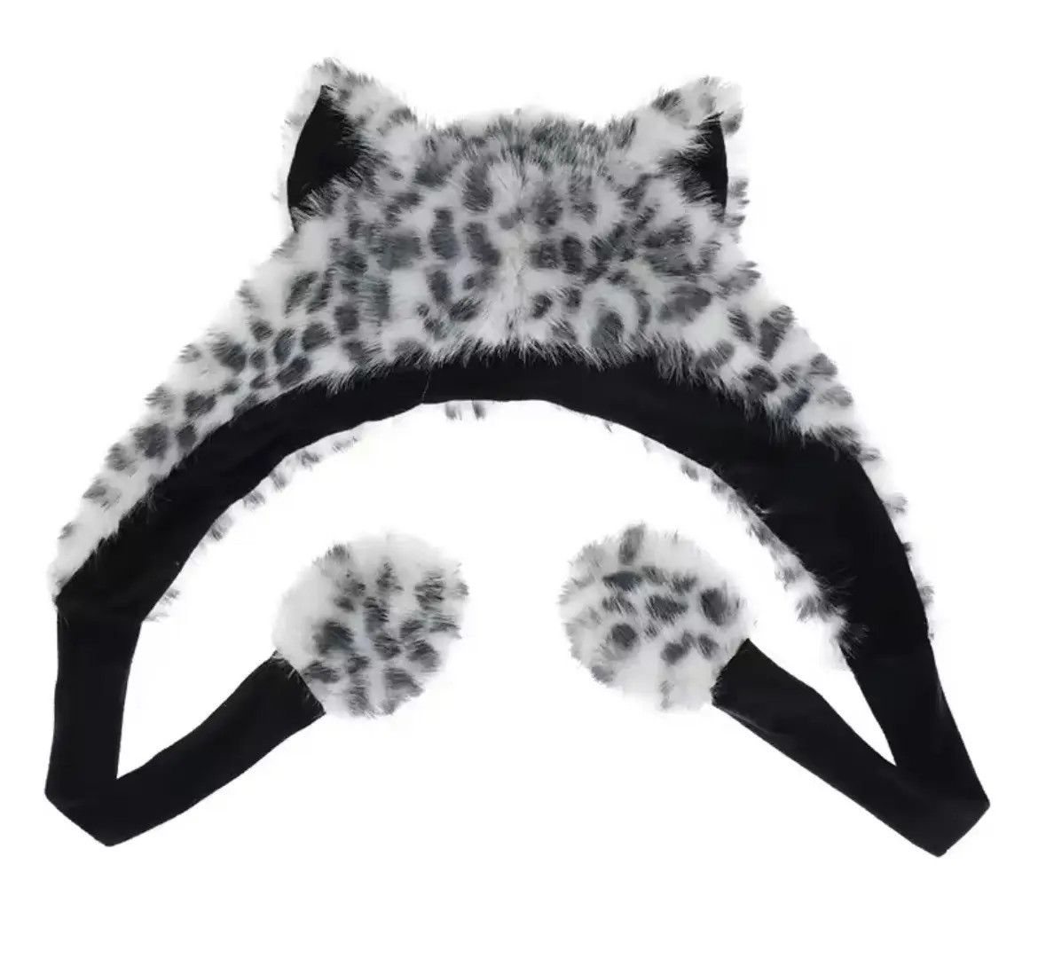 Japanese Brand Animal Snow Leopard Hooded Winter Faux Fur Hat Size ONE SIZE - 6 Thumbnail