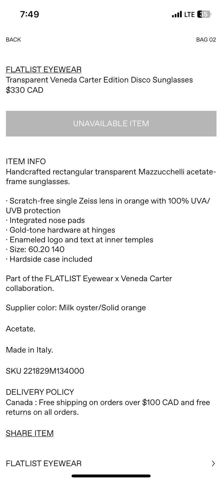 FLATLIST Eyewear Transparent Veneda Carter Edition Disco Sunglasses Size ONE SIZE - 6 Thumbnail