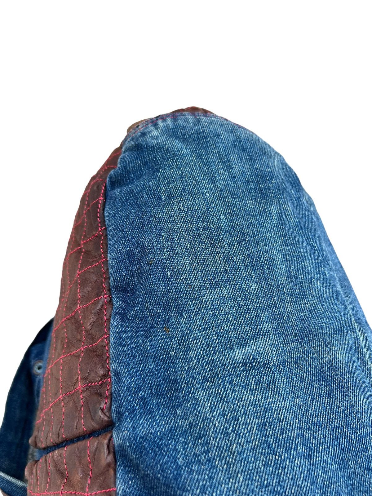 Vintage And A Japan Distress Fade Denim Cowhide Leather Large Bag Size ONE SIZE - 17 Thumbnail