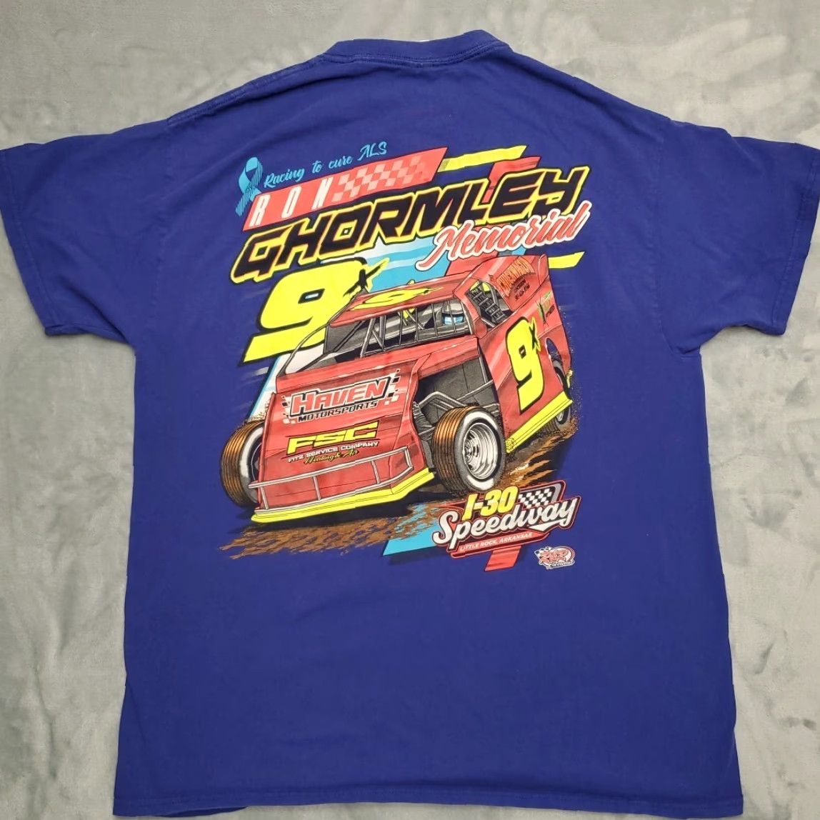 Gildan VINTAGE I-30 Speedway Racing Shirt Mens L Blue Little Rock Short Track Sprint Ghormley Size US L / EU 52-54 / 3 - 5 Thumbnail
