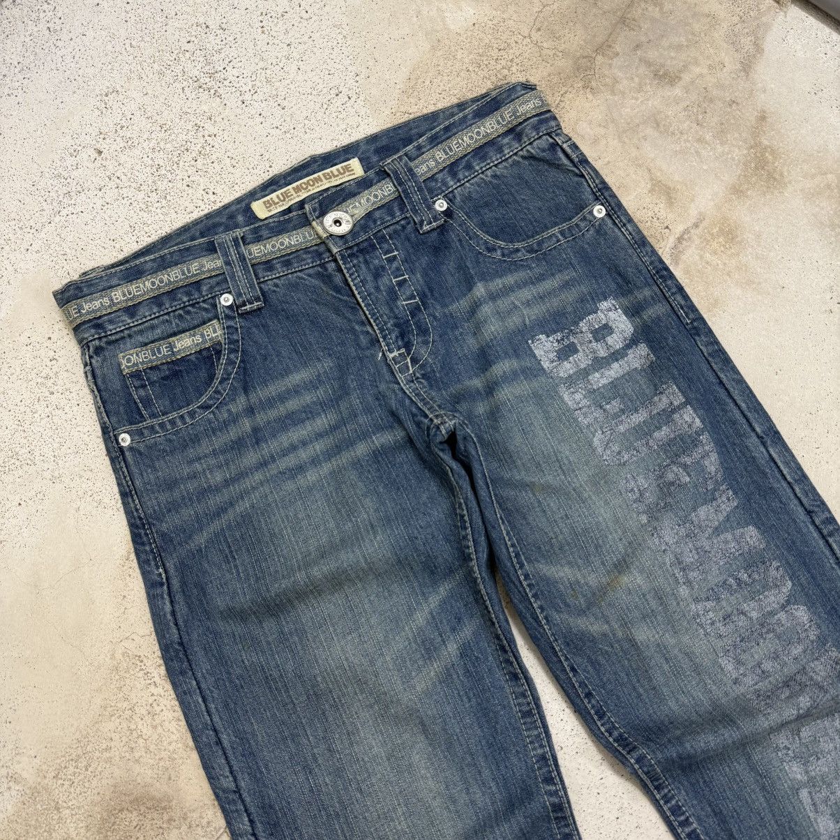 Japanese Brand Vintage Buckle Back Pants Blue Moon Blue Denim Pants Size US 29 - 4 Thumbnail