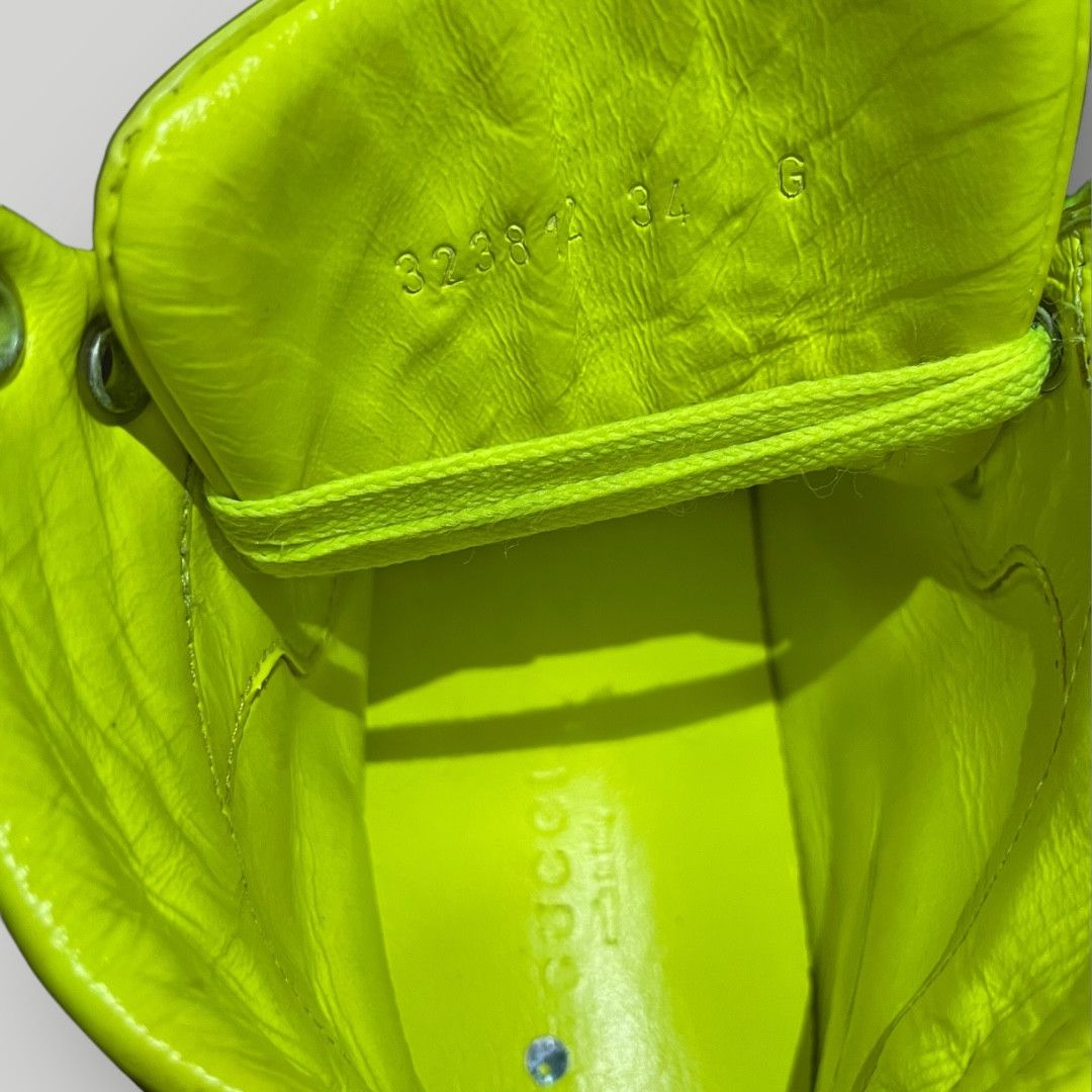 Vintage Gucci Neon Green Perforated Leather Coda High Top Sneakers Size US 4 / IT 34 - 4 Thumbnail