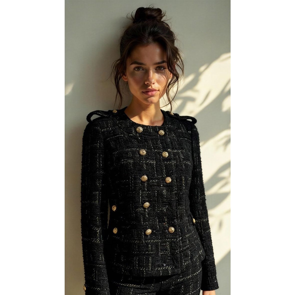 MILLY Milly of New York Women's Black Tweed Double-Breasted Jacket Size XS / US 0-2 / IT 36-38 - 1 Thumbnail
