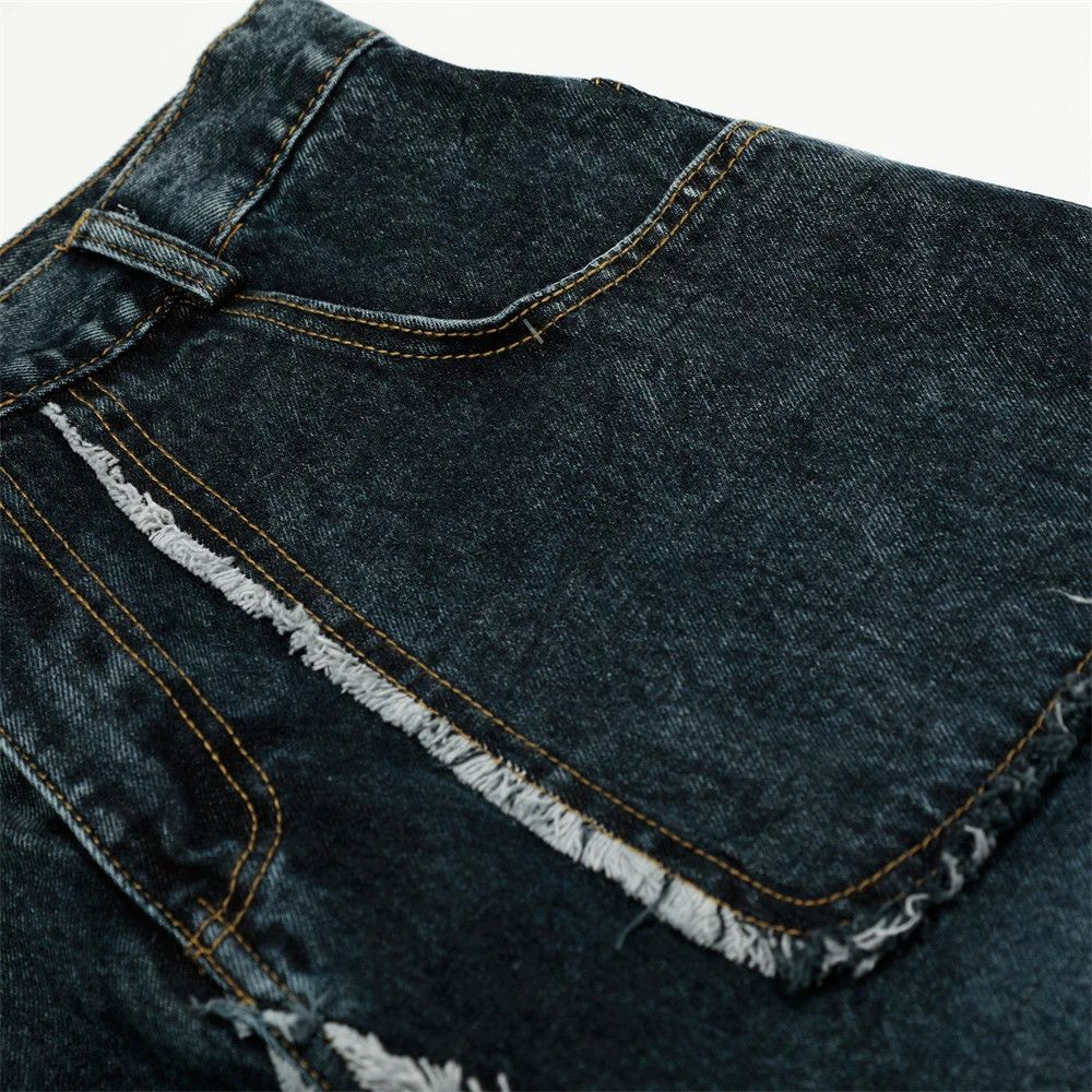 Jean Men's loose washed star patch stitching scimitar jeans Size US 32 / EU 48 - 3 Thumbnail