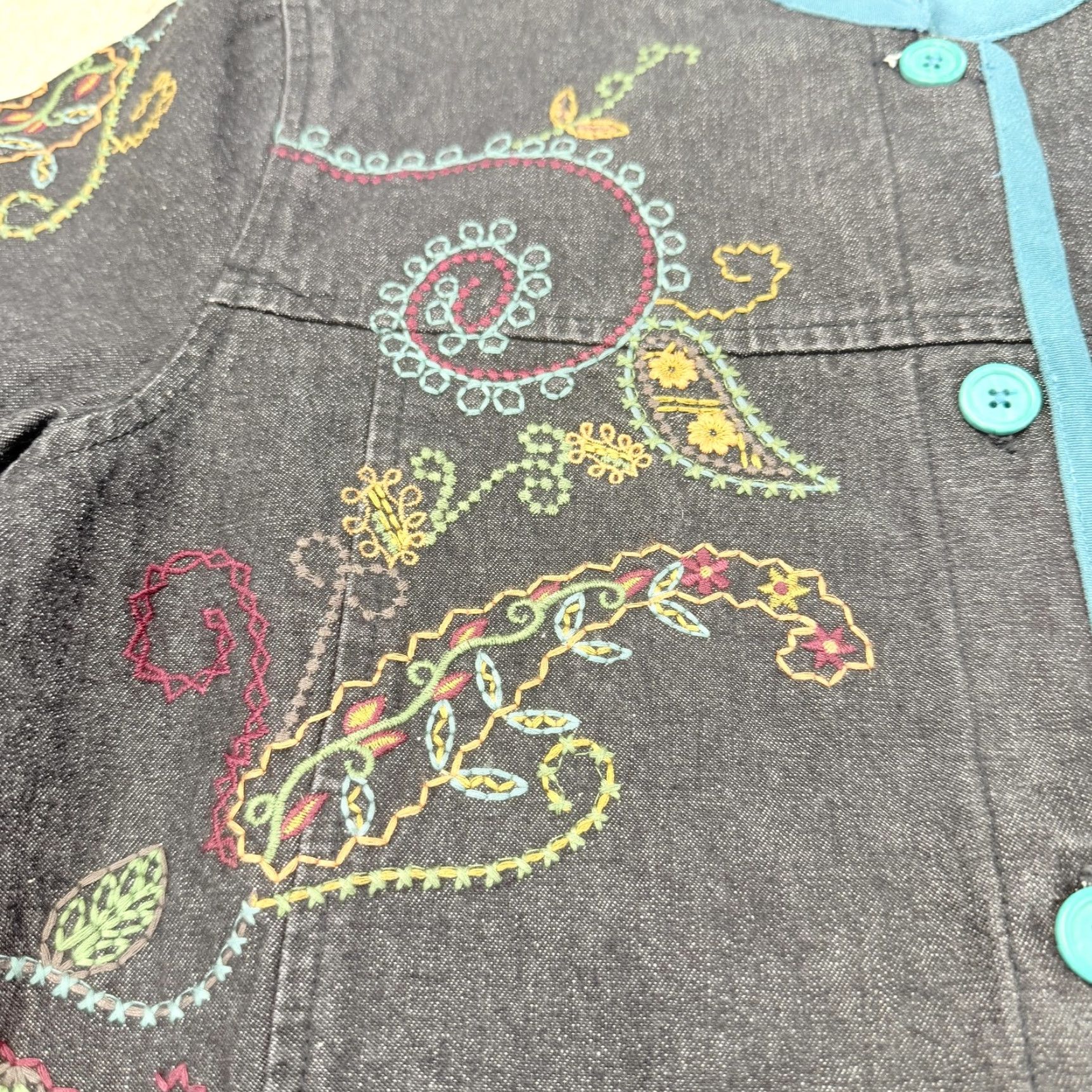 Denim & Co. Denim & Co Jacket Womens XS Blue Embroidered Paisley Button Front Mid-Length Casual Bohemian Flower Jacket Womens XS Denim & Co Size XS / US 0-2 / IT 36-38 - 5 Thumbnail