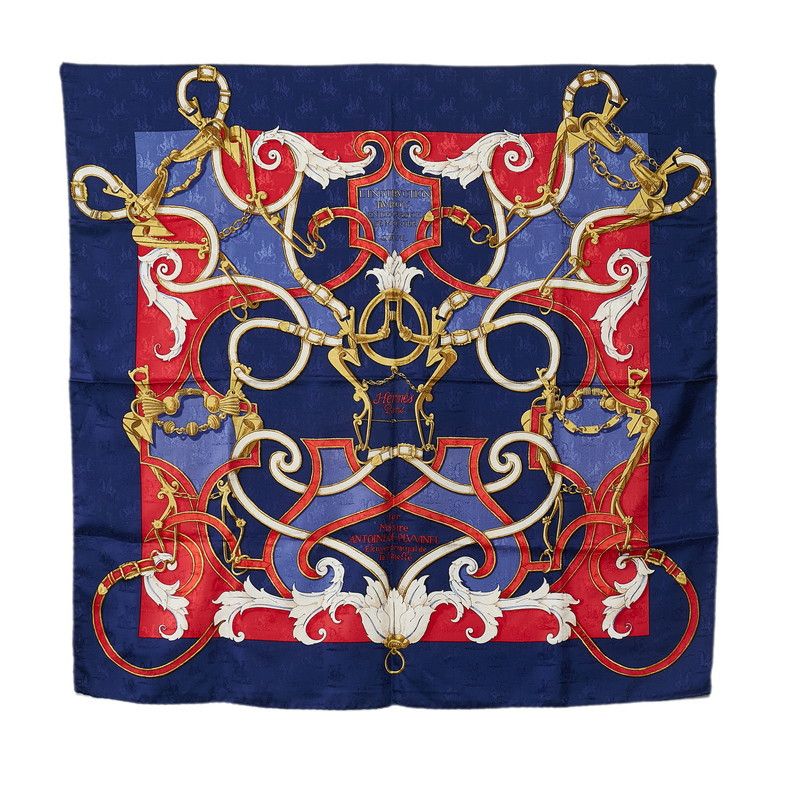 image of Hermes Carre 90 Instruction Du Roy Silk Scarf in Black, Women's