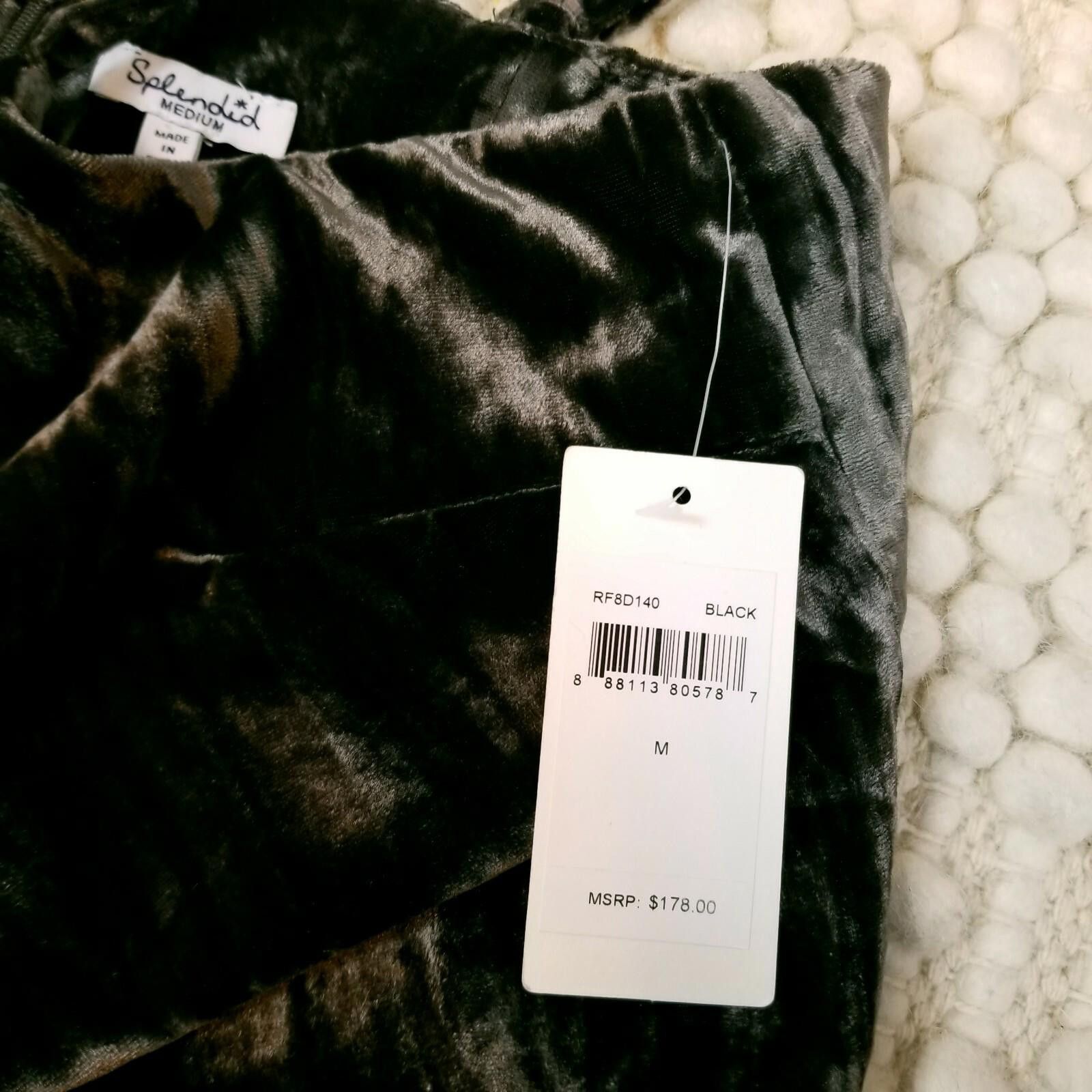 Splendid NWT Splendid Crushed Velvet Sleeveless Midi Dress Black Sz M Size M / US 6-8 / IT 42-44 - 12 Thumbnail