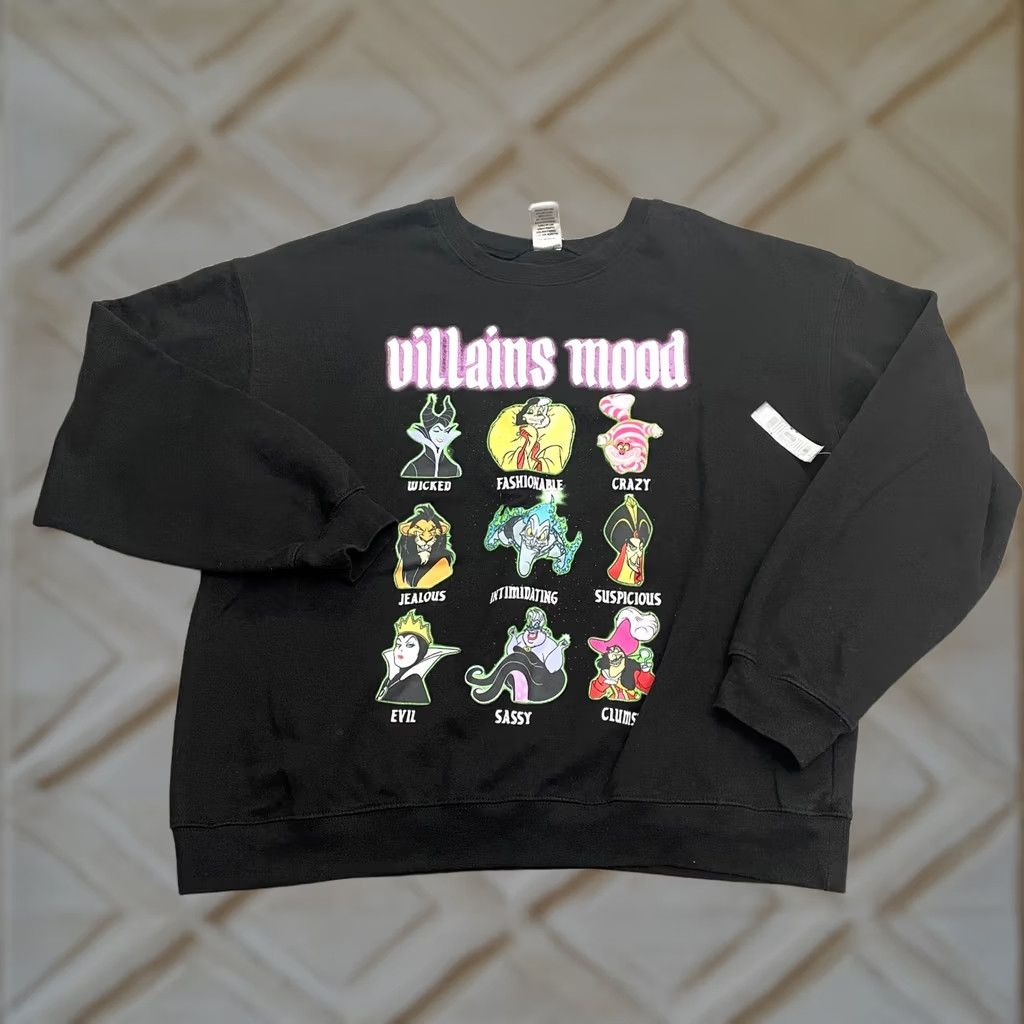 Disney Disney Villains Graphic Sweatshirt Women XXL Black Crew Neck Pullover NWT Size XXL / US 16-18 / IT 52-54 - 1 Thumbnail