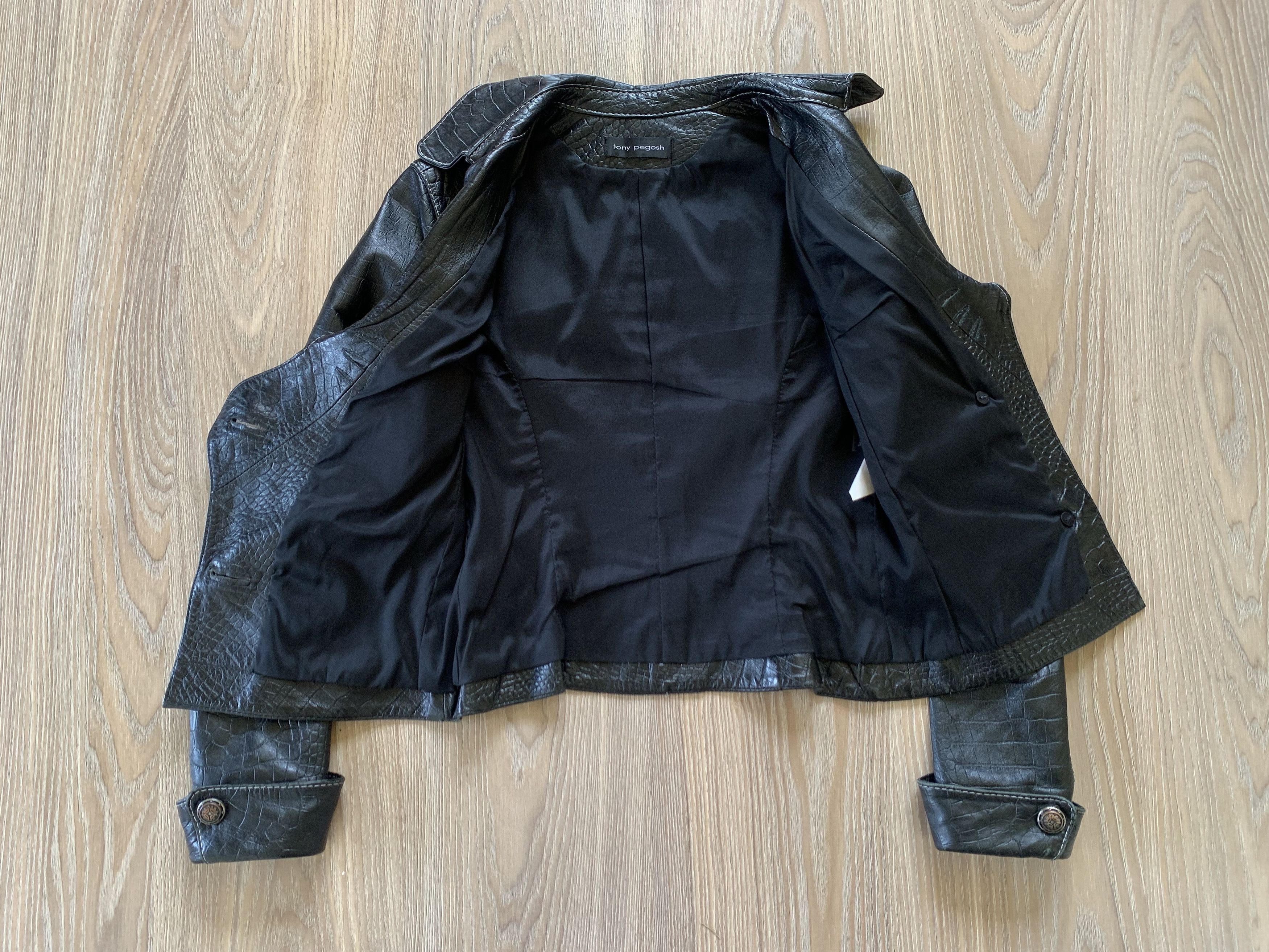 Designer Vintage Tony Pegosh Black Leather Jacket Size S / US 4 / IT 40 - 4 Thumbnail