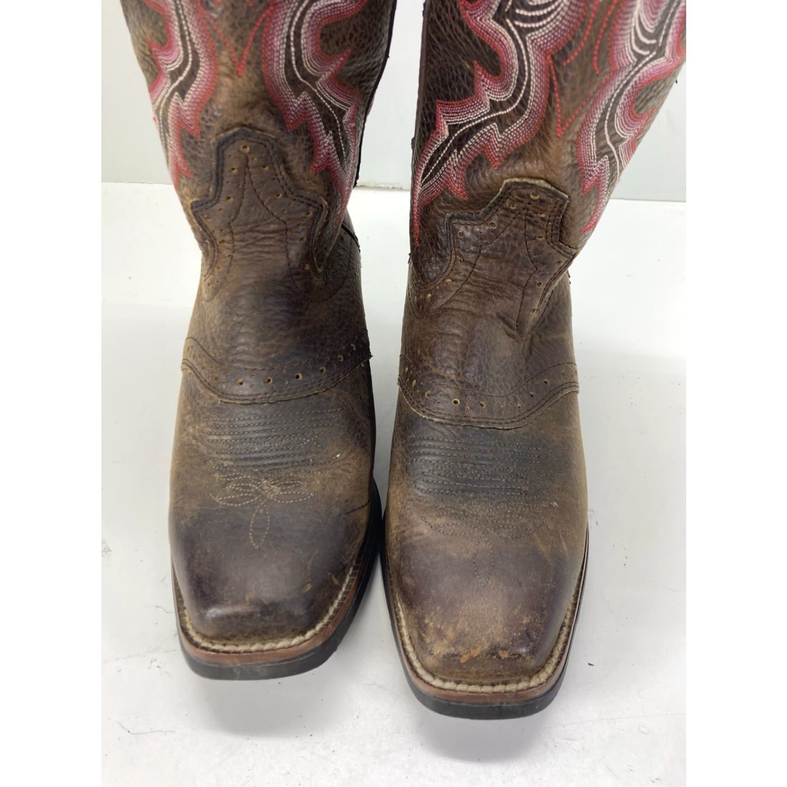 Justin Boots Justin Boots Women Size 6 B Brown Leather Pink Embroidery Western Style L 7303 Boot Size US 6 / IT 36 - 3 Thumbnail