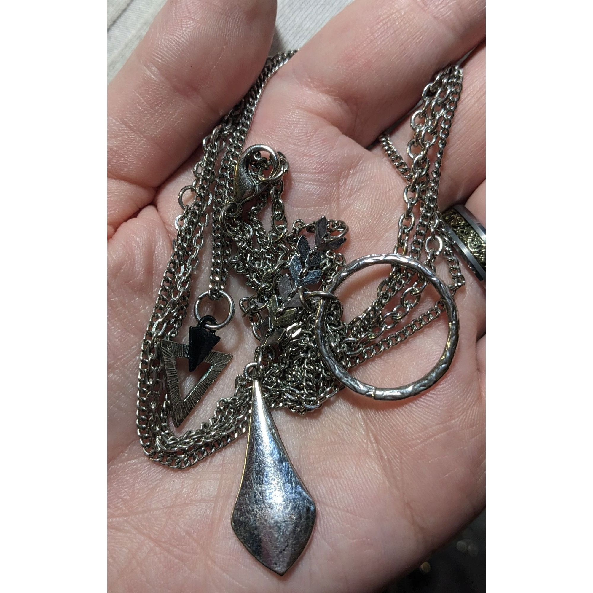 Other Multilayer Geometric Silver Tone Charm Necklace Size ONE SIZE - 9 Thumbnail