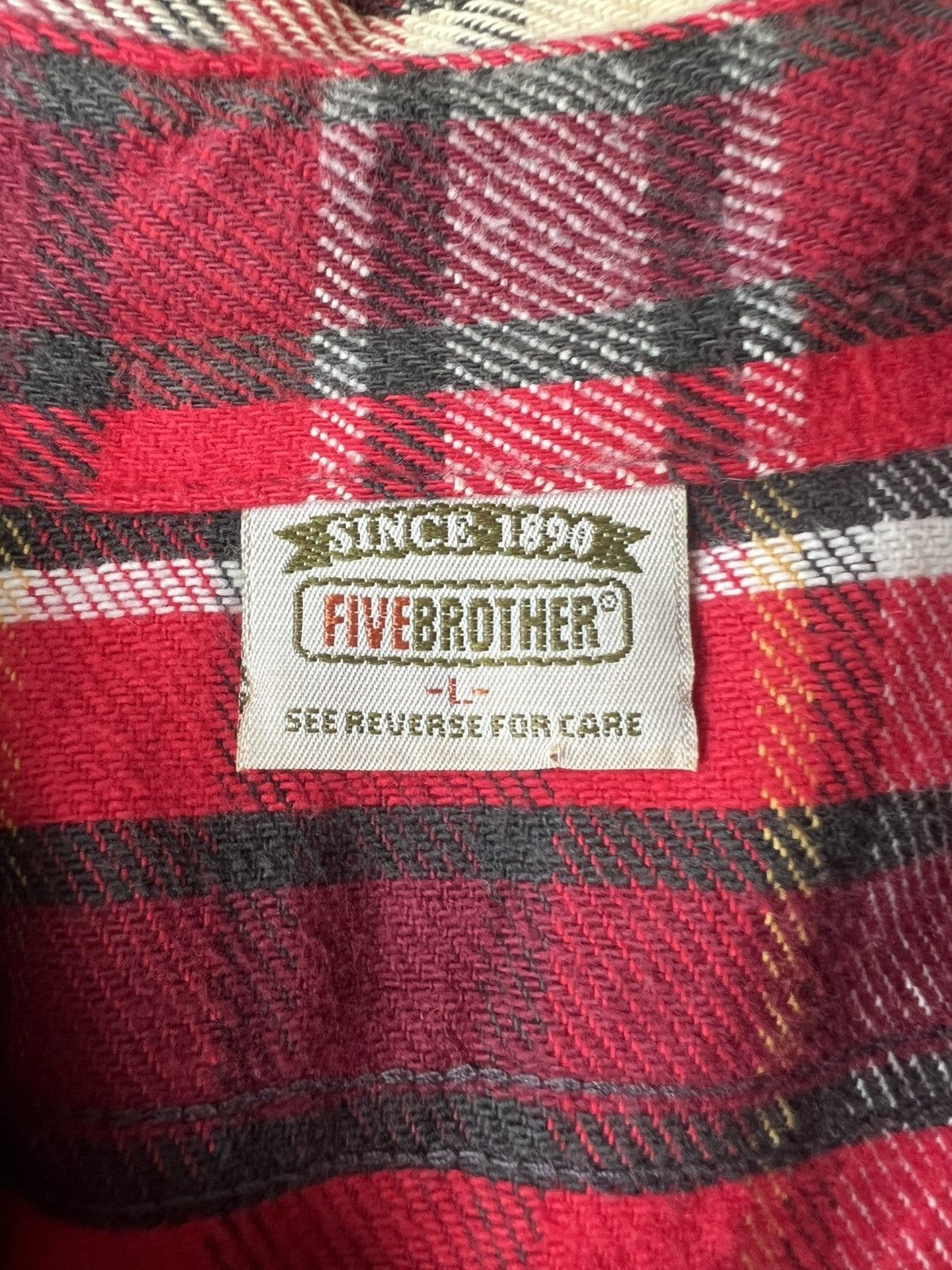 FiveBrother Vintage 1980s Five Brother Shadow Plaid Heavy Flannel Shirt Size US L / EU 52-54 / 3 - 5 Thumbnail