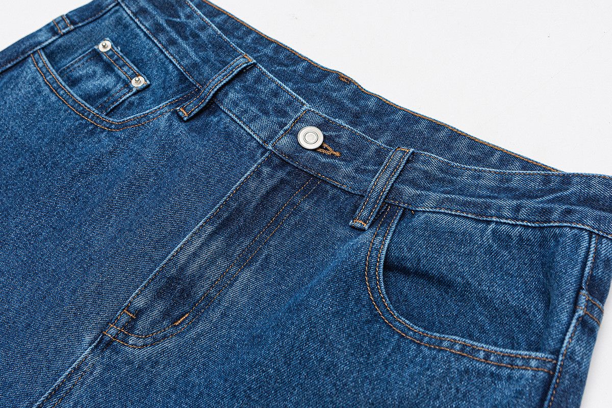 Jean Men's retro straight leg loose casual dark blue jeans Size US 32 / EU 48 - 3 Thumbnail