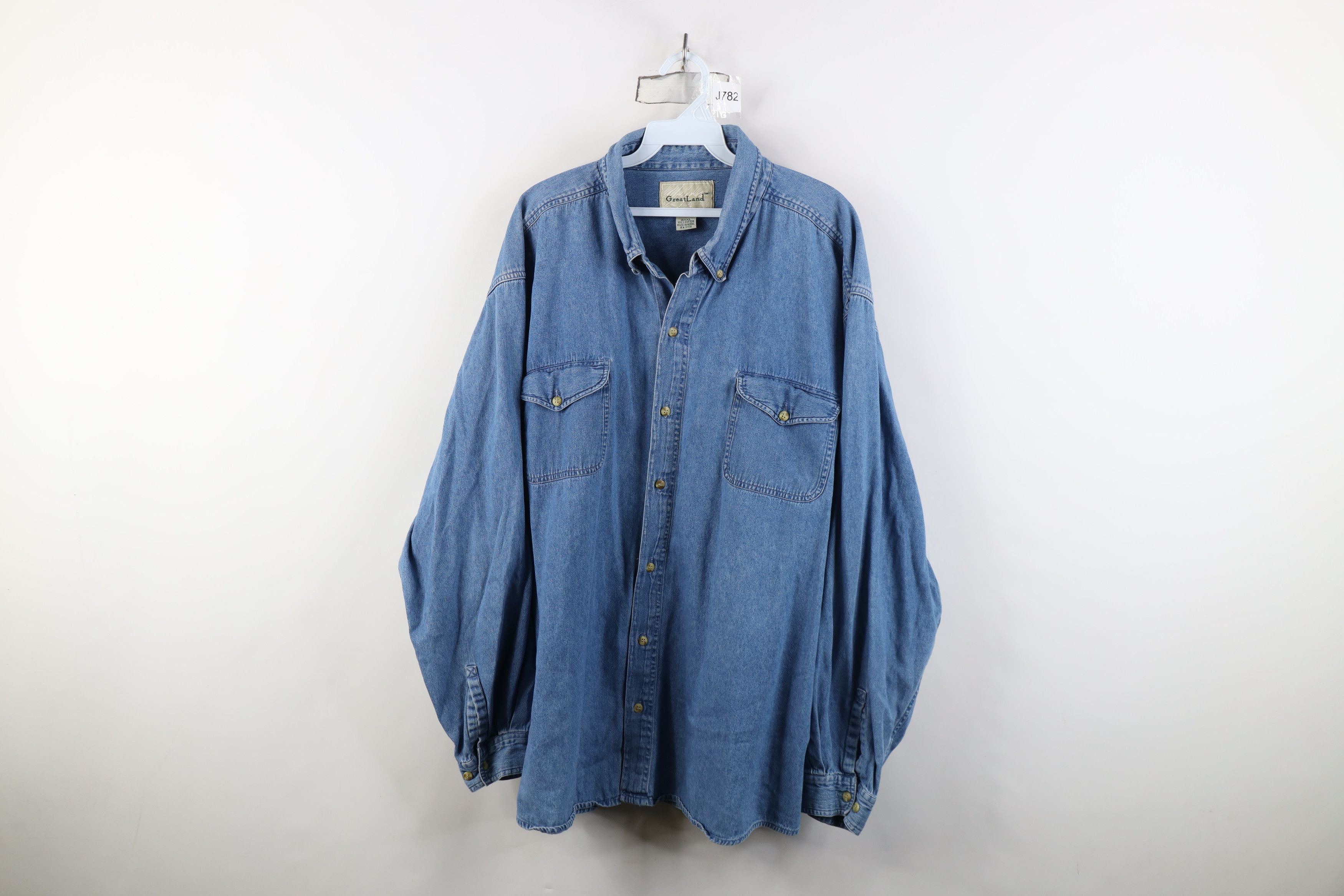 Vintage Vintage 90s Y2K Streetwear Denim Jean Collared Button Shirt Size US XXL / EU 58 / 5 - 1 Thumbnail