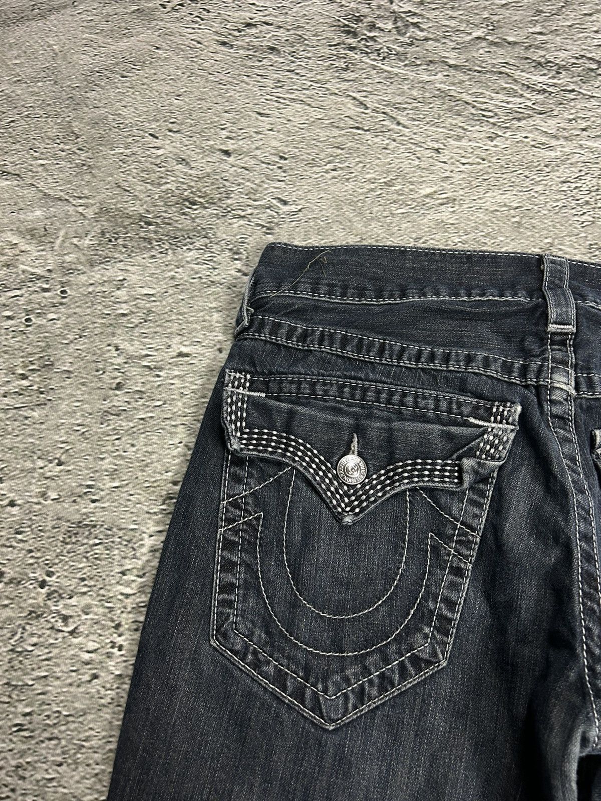 True Religion × Vintage True Religion navy jeans white thick stitching straight Y2K Size US 31 - 3 Thumbnail