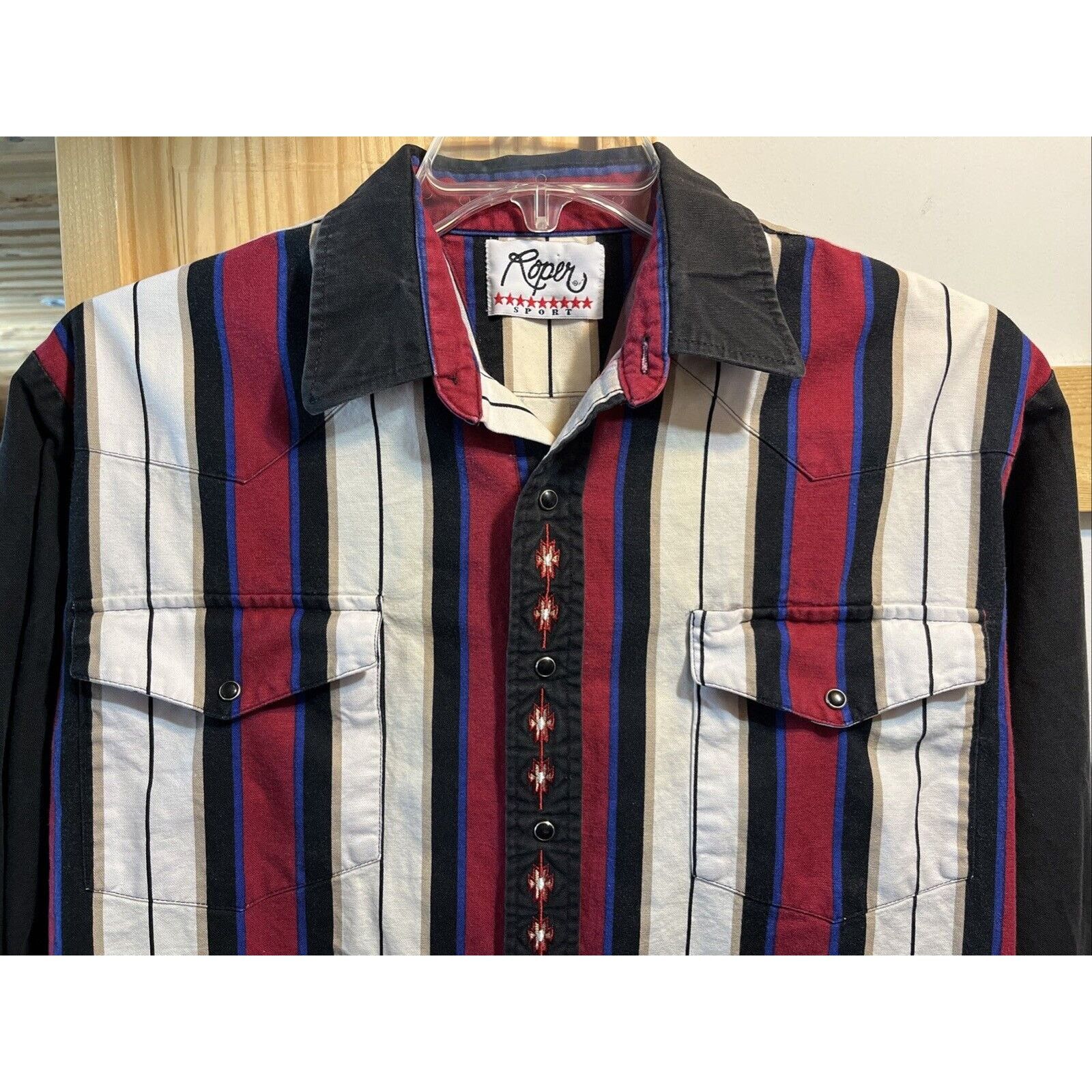 Roper Roper Sport VTG Men’s L Red Striped Pearl Snap Western Shirt Size US L / EU 52-54 / 3 - 4 Thumbnail