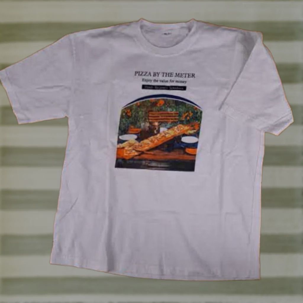 X-LARGE Pizza by the Meter T-Shirt White XL Men Regular Crew Neck Short Sleeve Graphic Print Candy? Size US XL / EU 56 / 4 - 1 Thumbnail