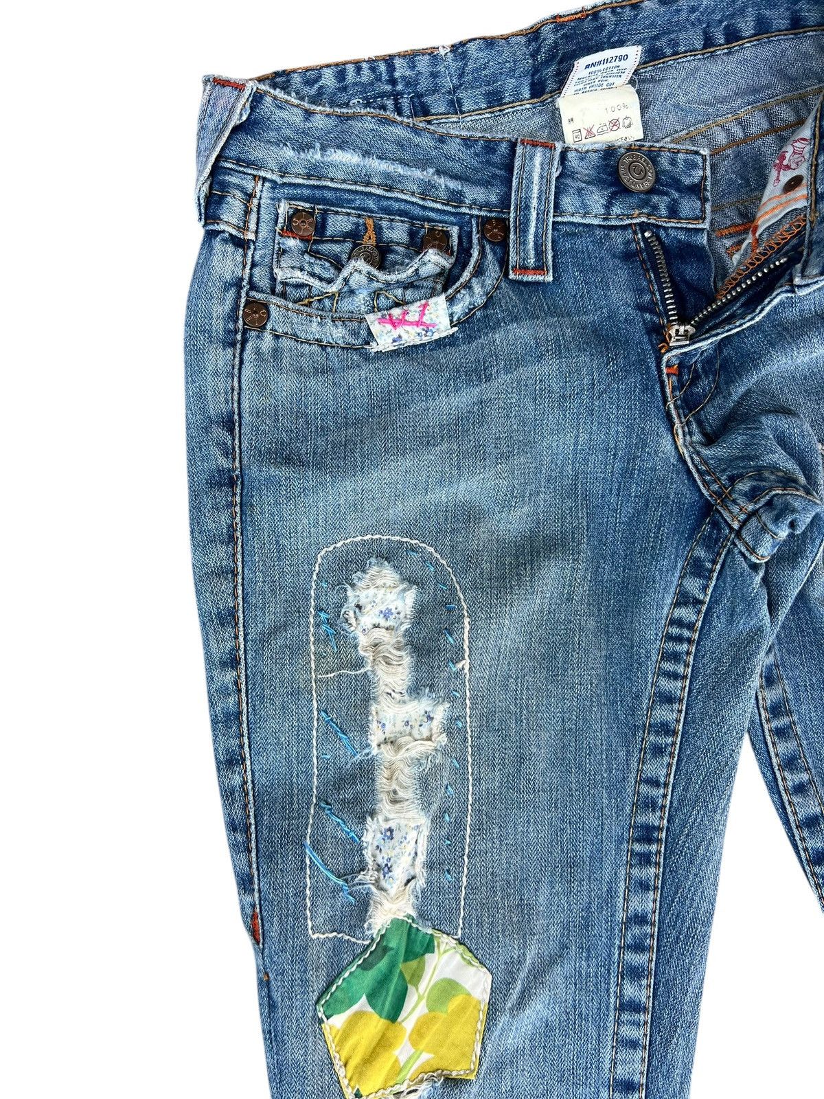 True Religion × Vintage 2000s True Religion Woodstock Patchwork Denim Bootcut Jeans Size 27" / US 4 / IT 40 - 8 Thumbnail