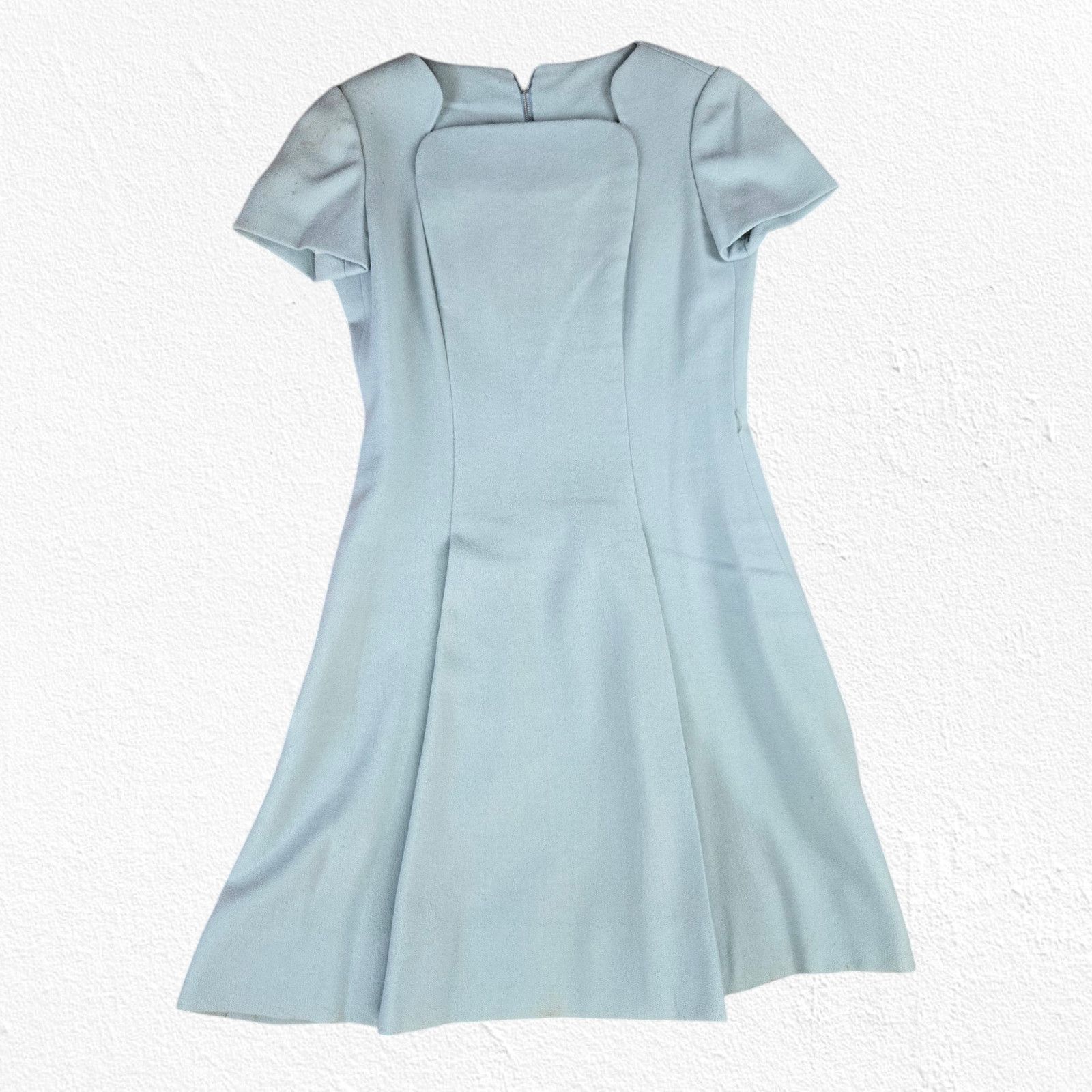Vintage 1960s Ice Blue Mod A-Line Dress Size 6 Size M / US 6-8 / IT 42-44 - 2 Thumbnail