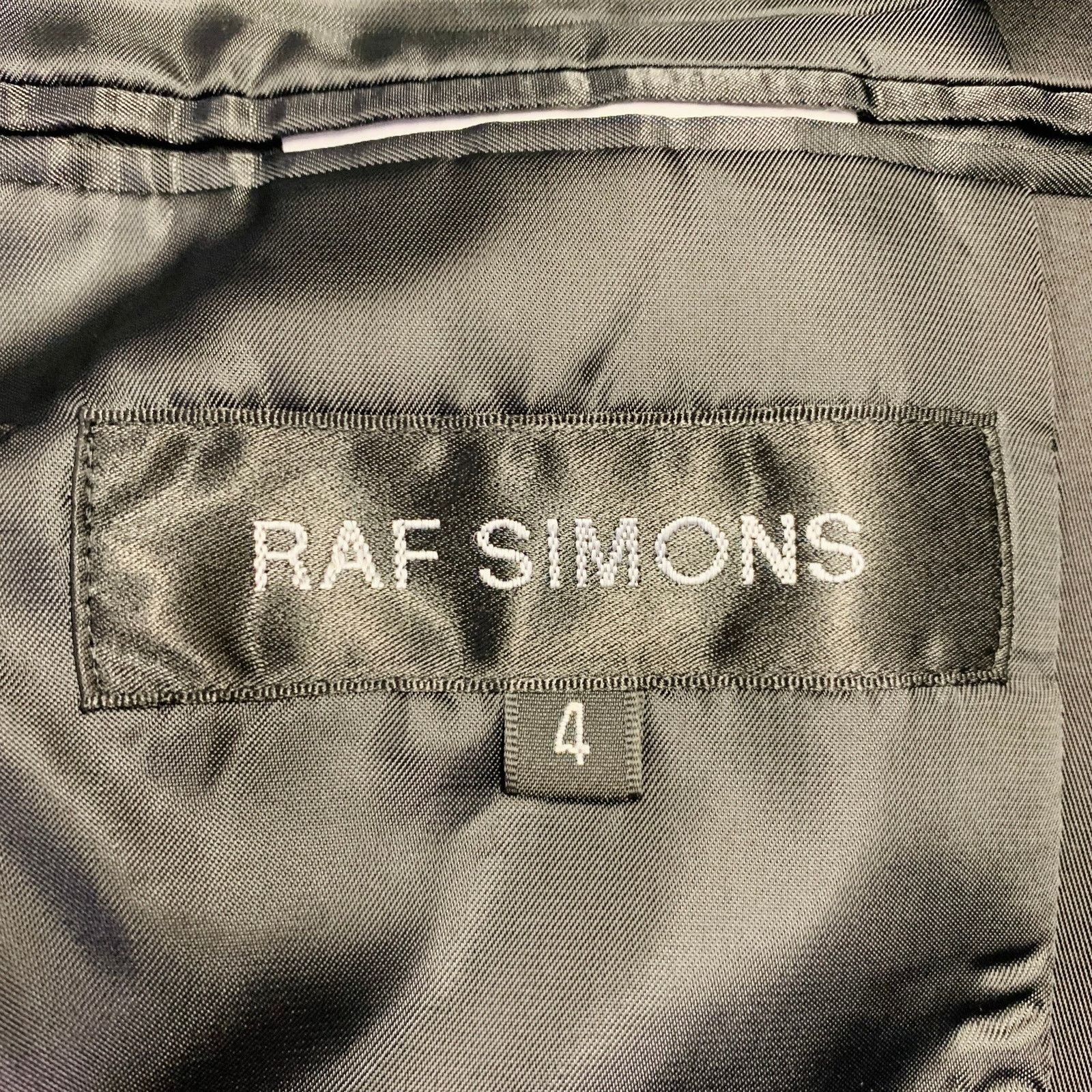 Raf Simons Black White Satin Wool Acrylic Peak Lapel Contrast Trim Size 42R - 8 Thumbnail