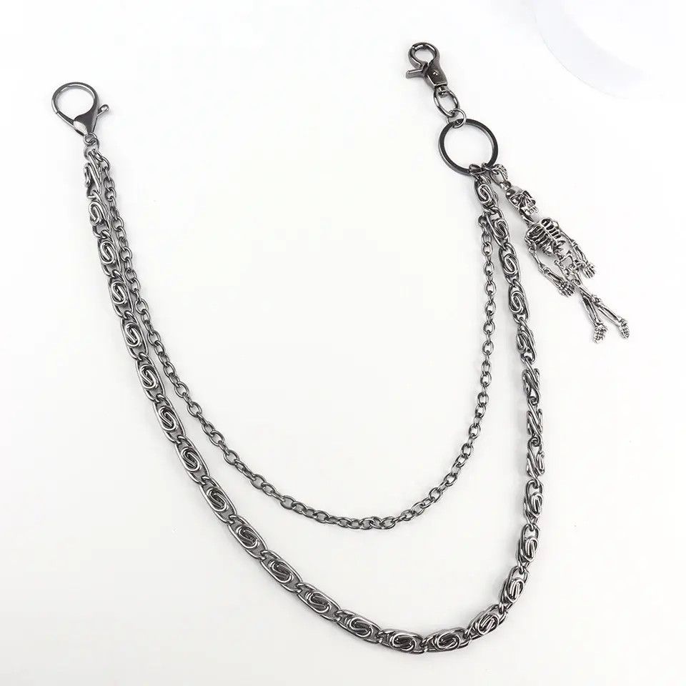 Vintage Double Layer Skull Hanging Jeans Chain Size ONE SIZE - 2 Thumbnail