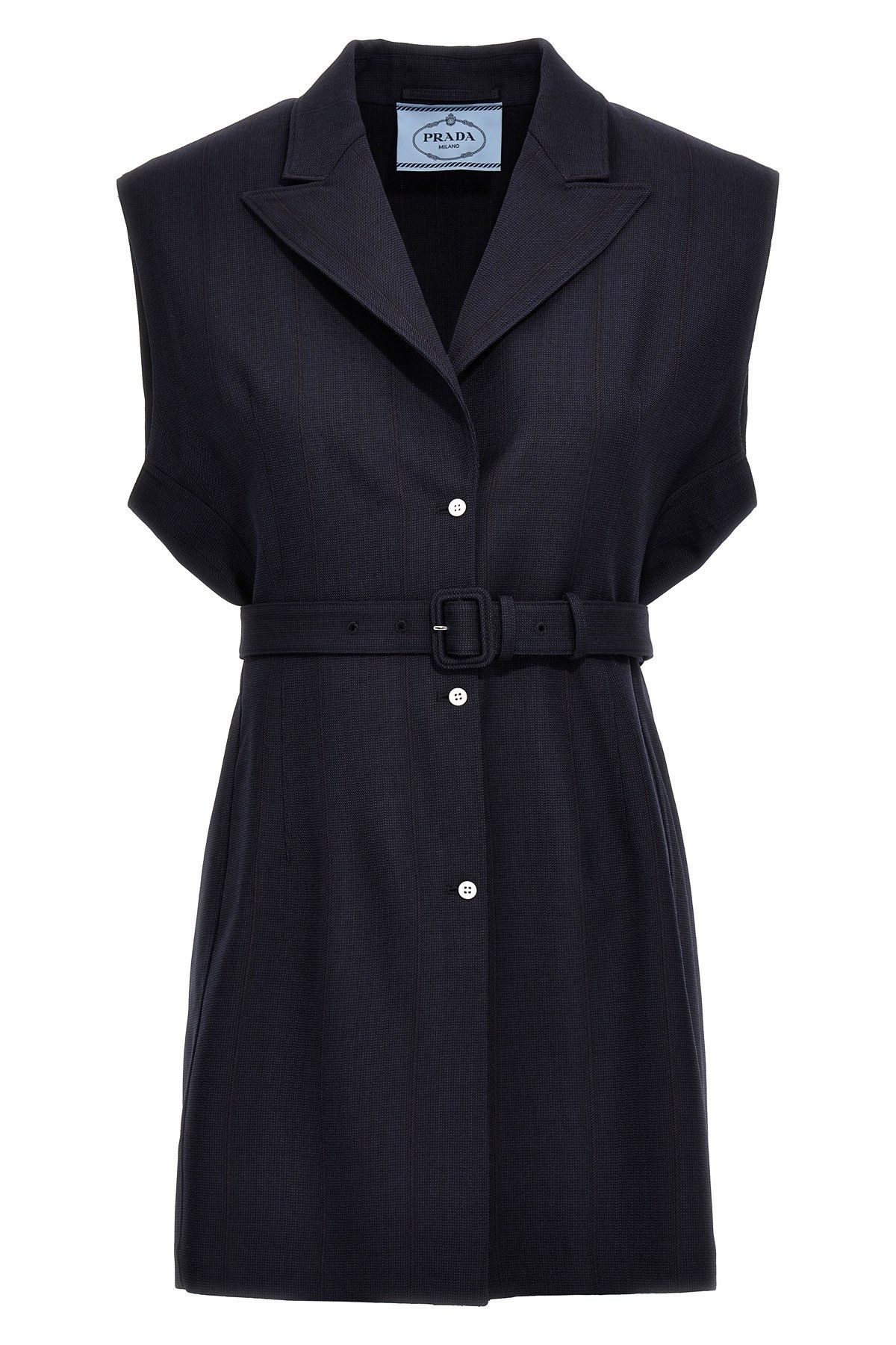 image of Prada Belt Wool Vest in Blue, Women's (Size XS)