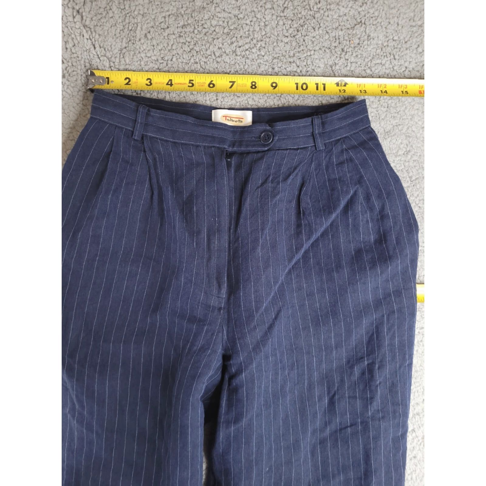 Talbots Talbots Linen Pants Womens 4 Navy Blue Pinstripe High Rise Waist Chino Pants XS-XL? Size 27" / US 4 / IT 40 - 6 Thumbnail