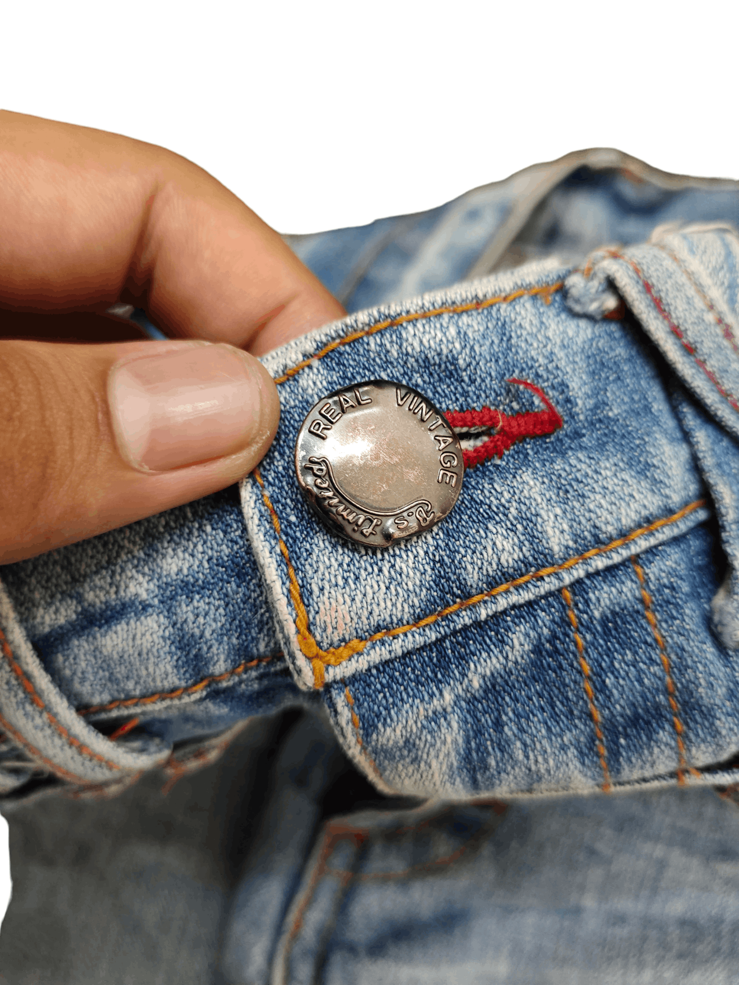 Japanese Brand Vintage 90s Japan Love & Peace Double Waist Clawmark Jeans Size US 31 - 16 Thumbnail