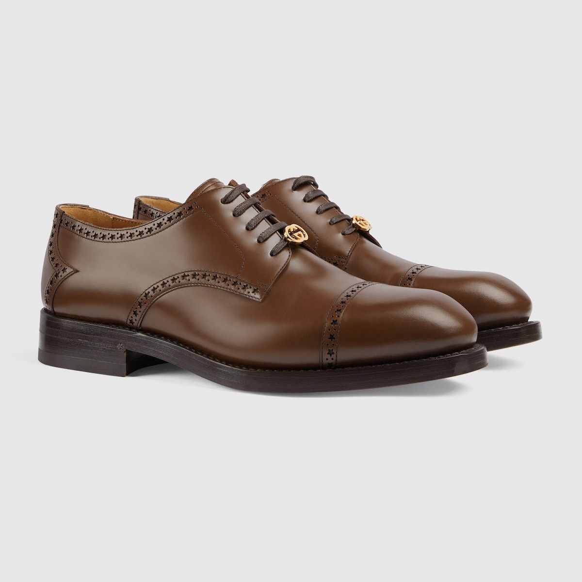 Gucci o1s1wg110125 Lace-Up Shoes With Brogue Details in Brown Size US 7.5 / EU 40-41 - 2 Thumbnail
