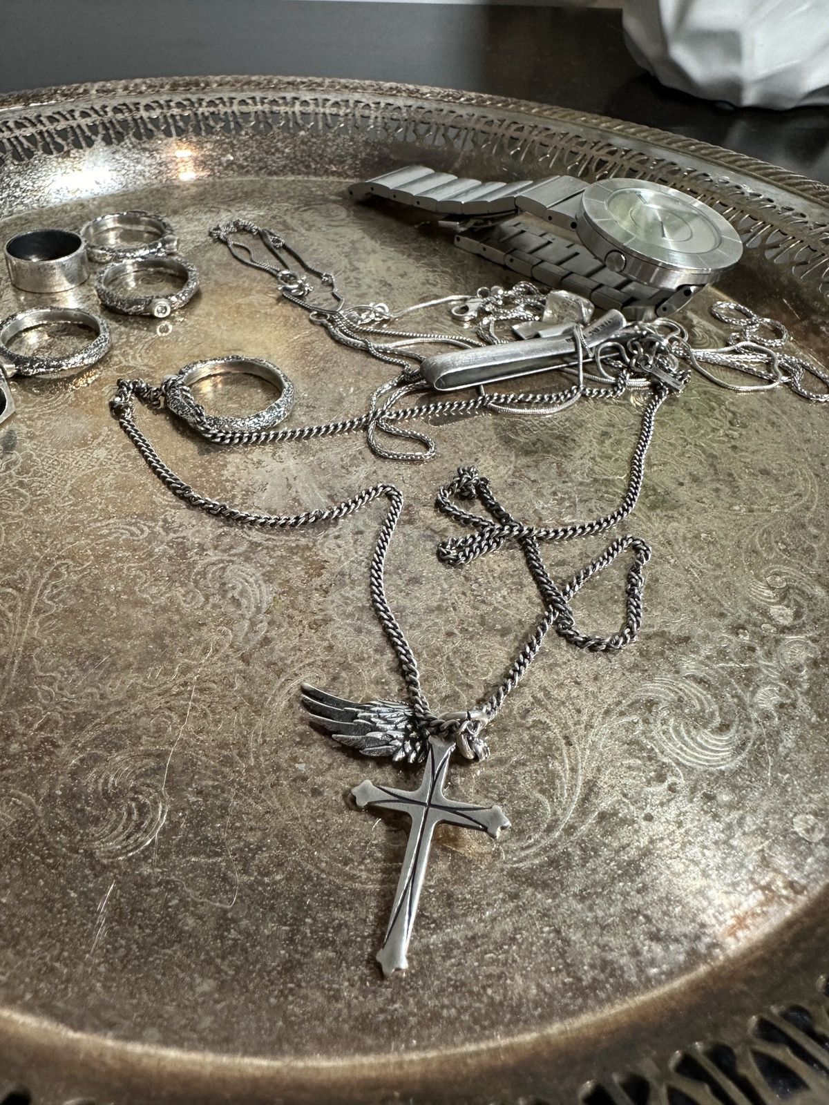 Emanuele Bicocchi Cross and Wing Necklace | Grailed