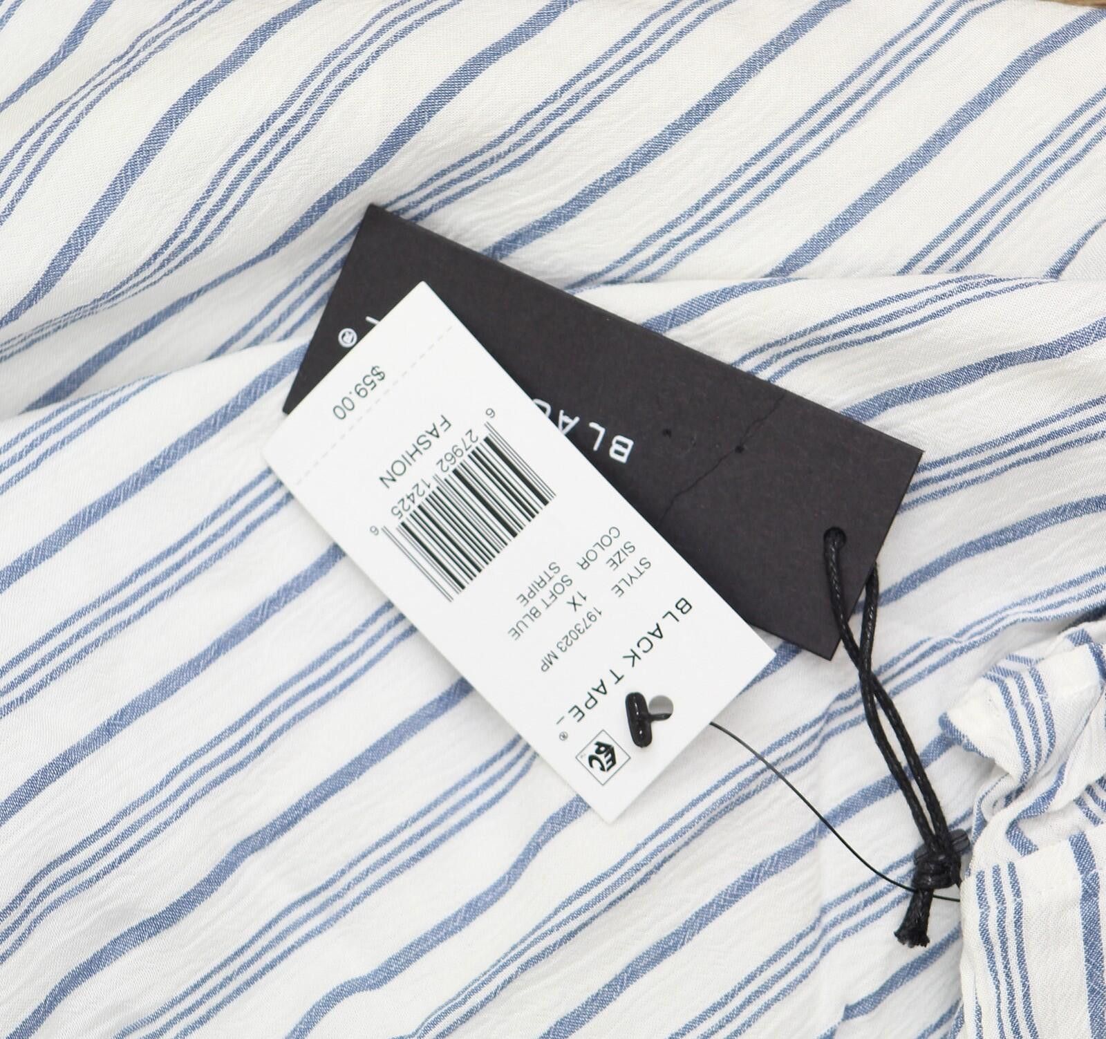 Other Nwt Black Tape Striped Flutter-sleeve Top 1x Blue Stripe Size XL / US 12-14 / IT 48-50 - 3 Thumbnail