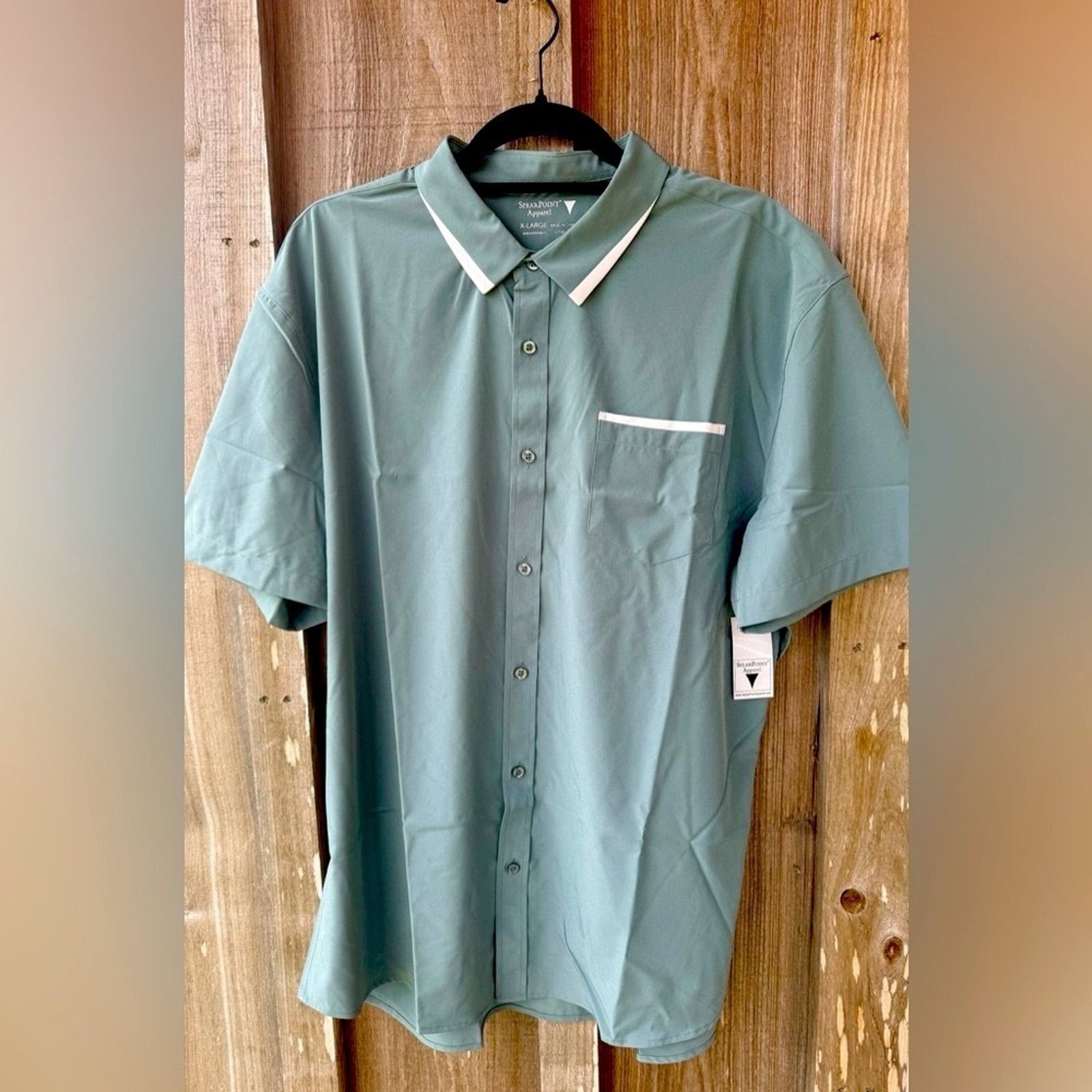 Other Collared Smooth Short Sleeve Button-Up Top, Grey Size US XL / EU 56 / 4 - 1 Thumbnail
