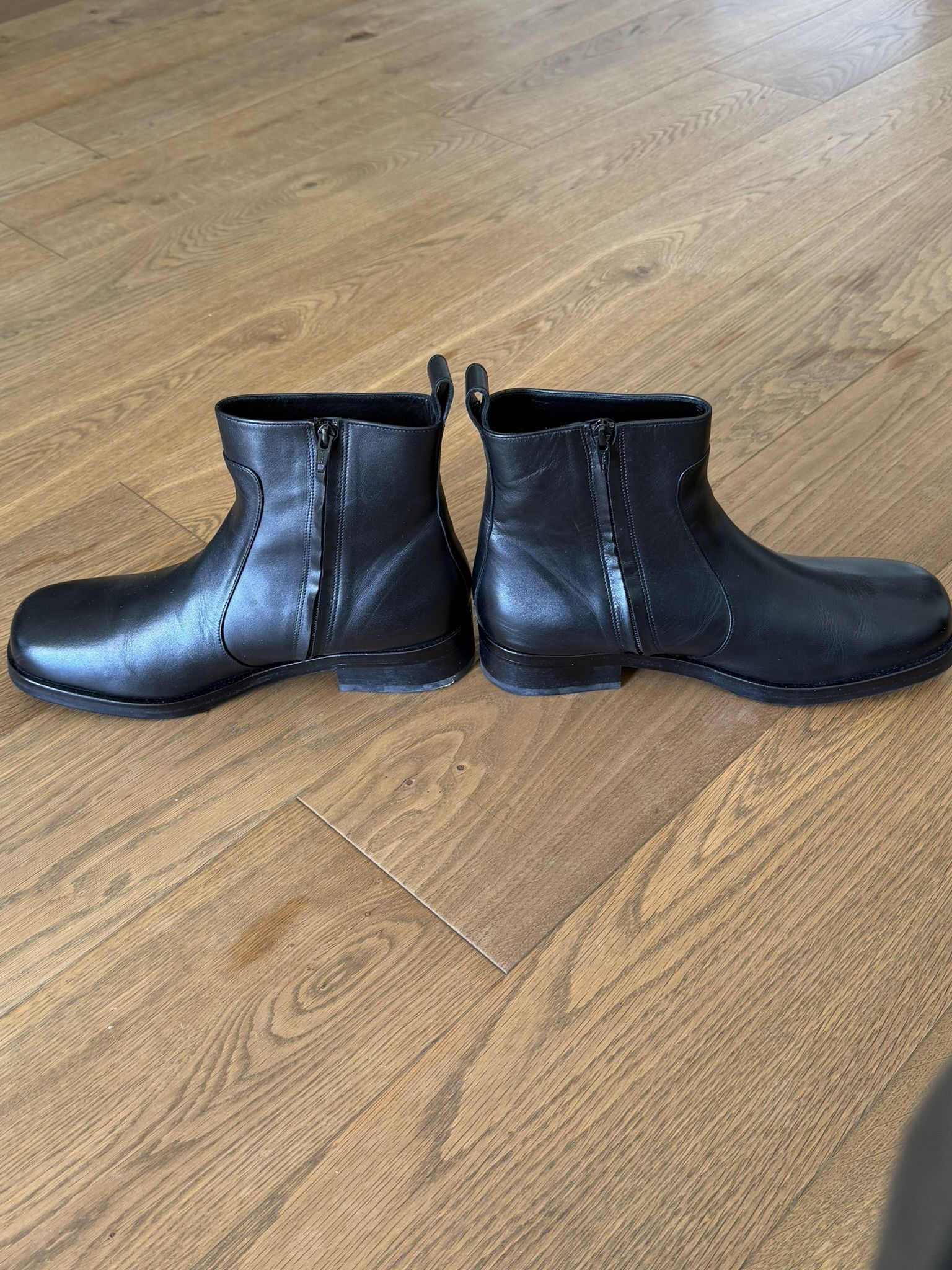 Studio Nicholson black Square Toe Leather Boots size 45 Size US 12 / EU 45 - 3 Thumbnail