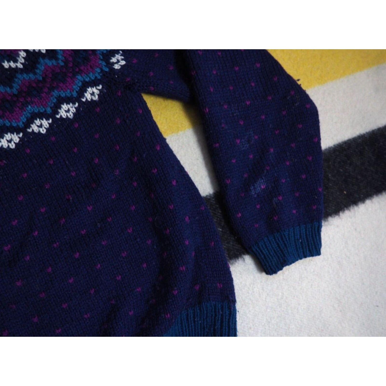 Vintage VINTAGE Nomadic Traders Berkeley Purple Fair Isle Nordic Wool Button Sweater M/L Cardigan Women Size M / US 6-8 / IT 42-44 - 5 Thumbnail