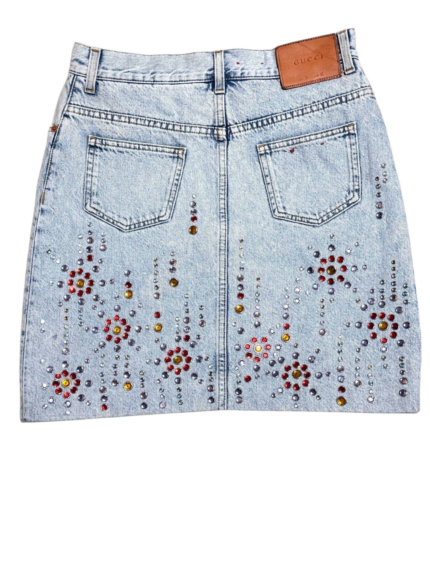 Skirt denim jeans 42 Gucci Denim Shimmering Crystals