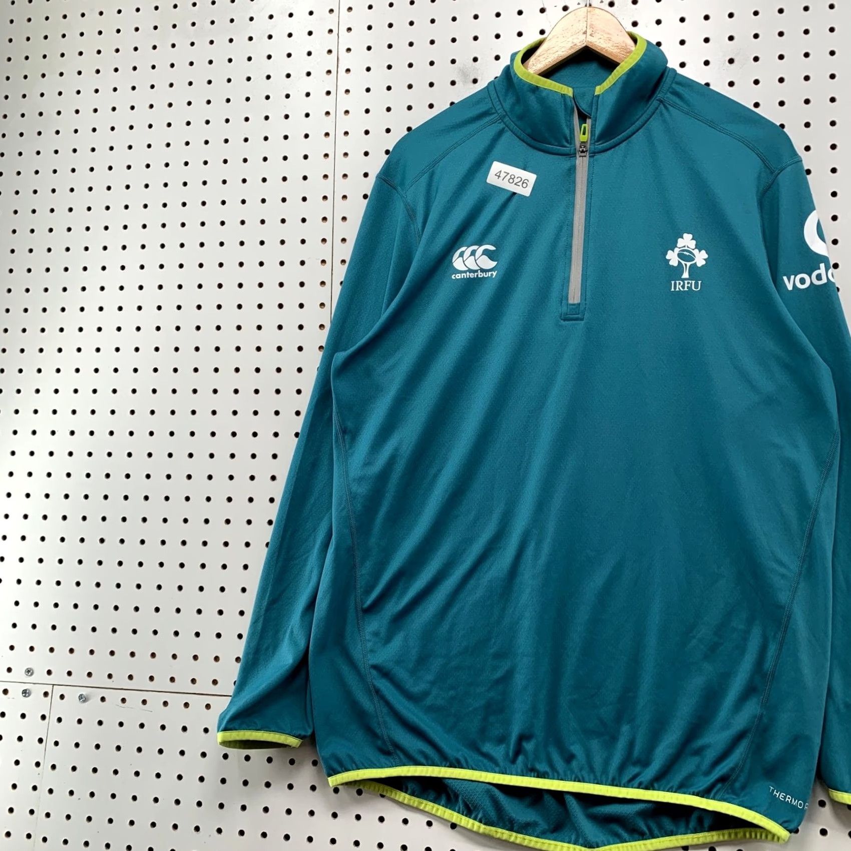 Vintage Canterbury Ireland IRFU 1/4 Quarter Zip Pullover Mens Large Teal Rugby Shirt Size US L / EU 52-54 / 3 - 3 Thumbnail