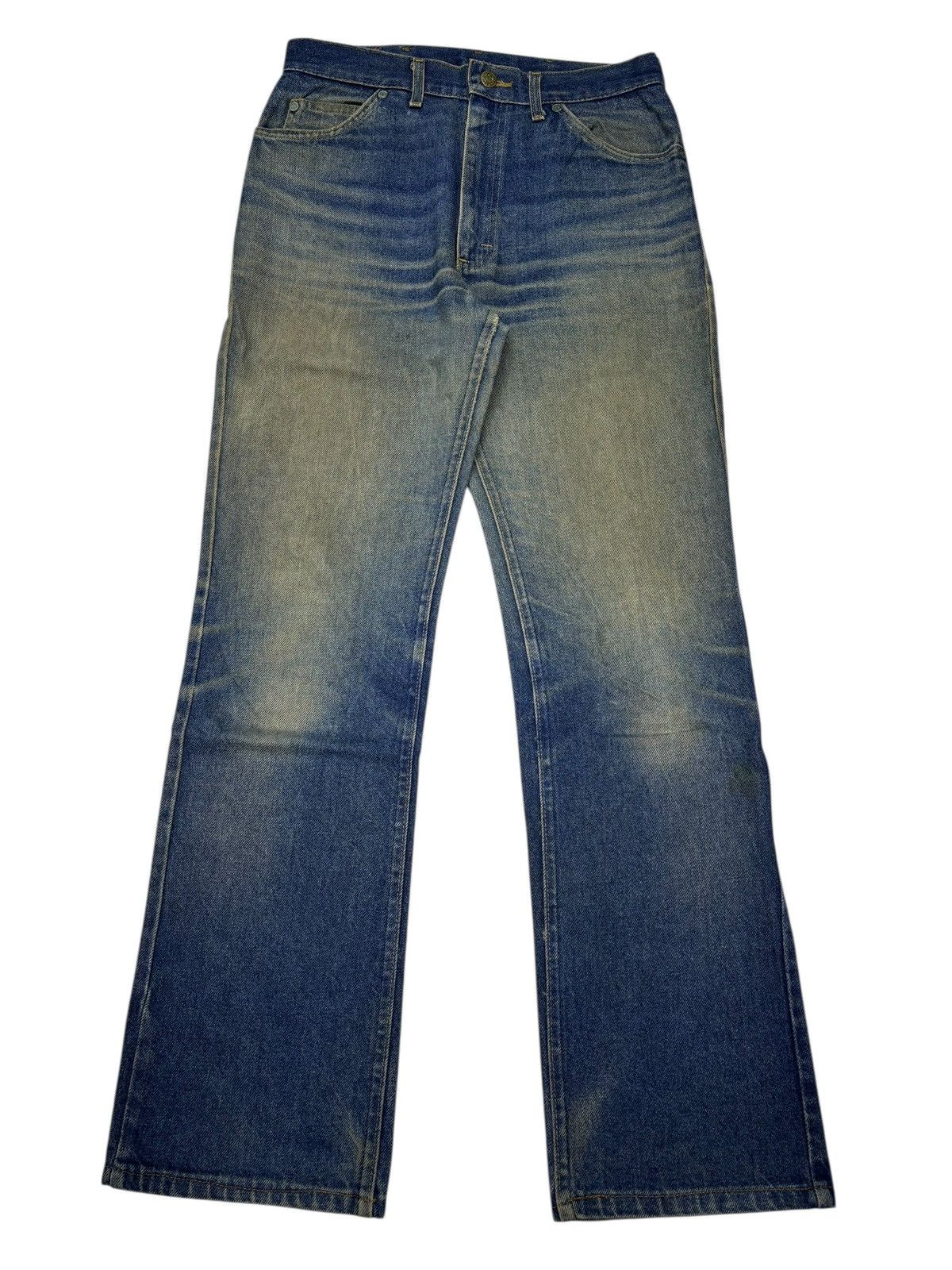 LEE RIDERS MUD WASH RUSTY DISTRESS SEMI FLARE DENIM JEANS